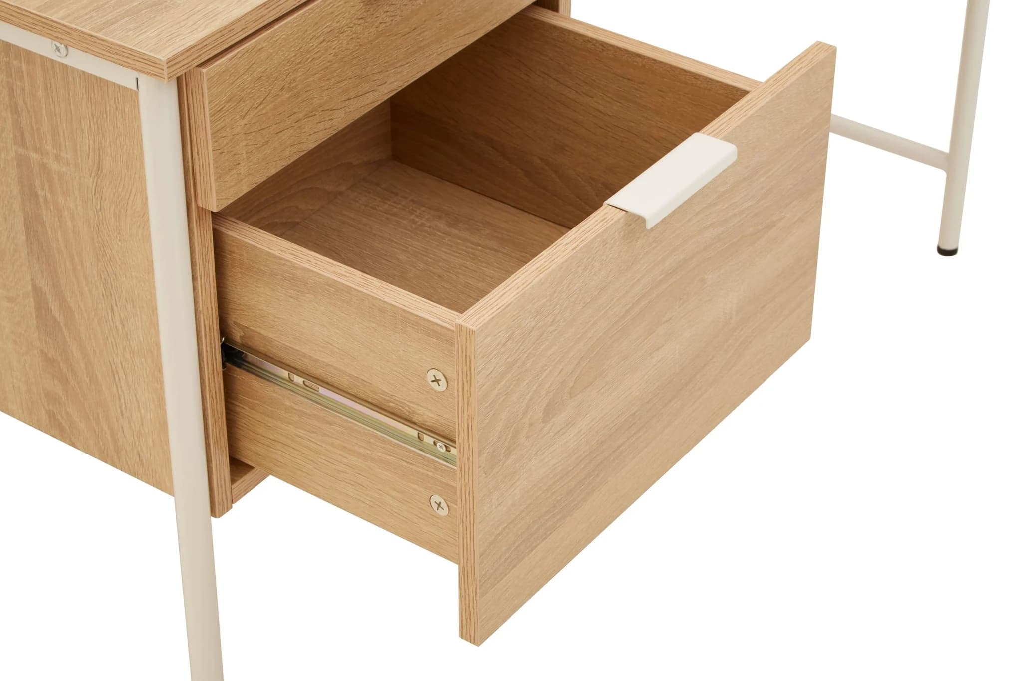 Bradbury Natural Oak Veneer Desk With Drawers - Tables, photo 7 of 8