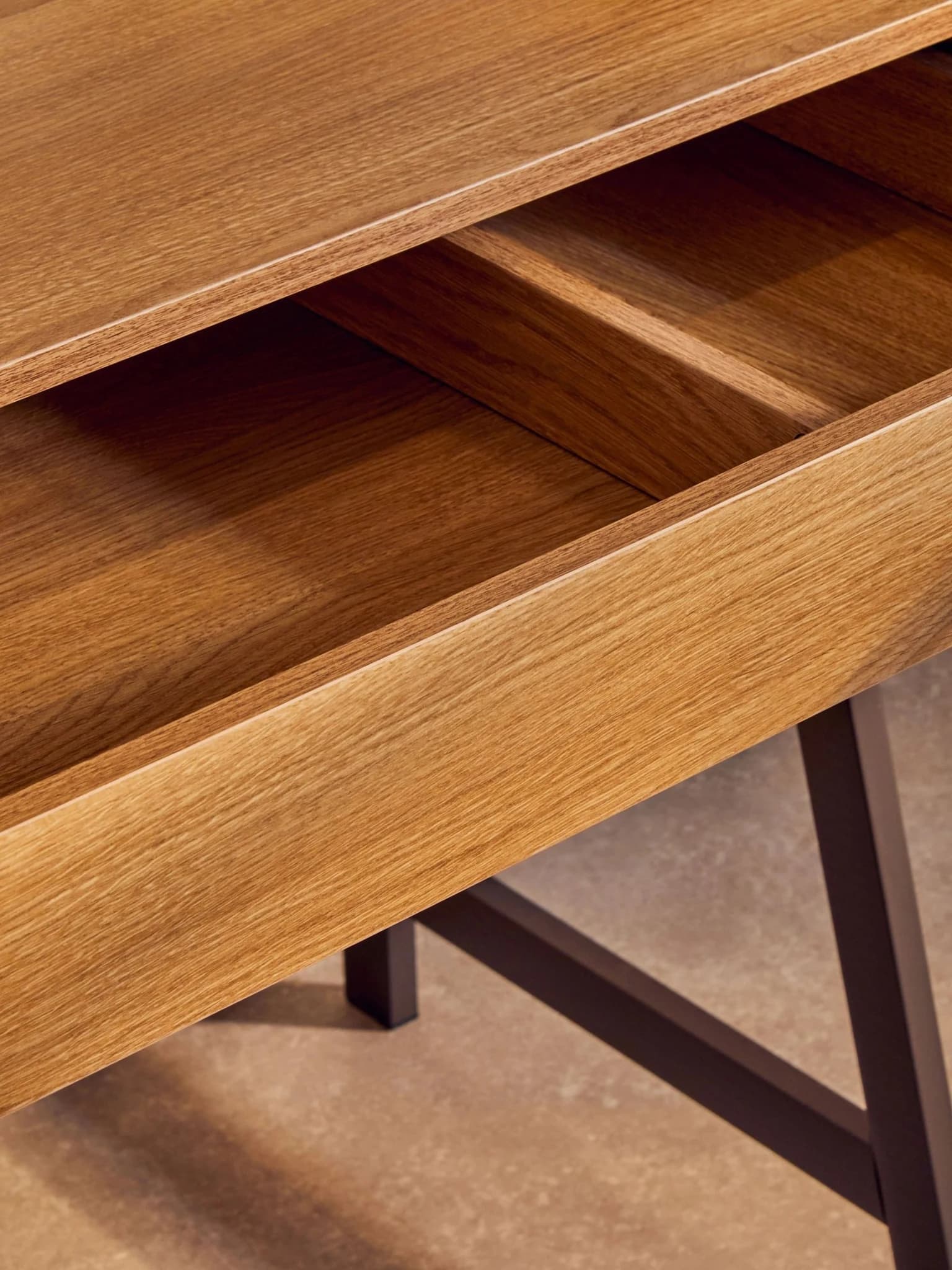 Bradbury Natural Oak Effect Desk with Metal Frame - Tables, photo 5 of 8