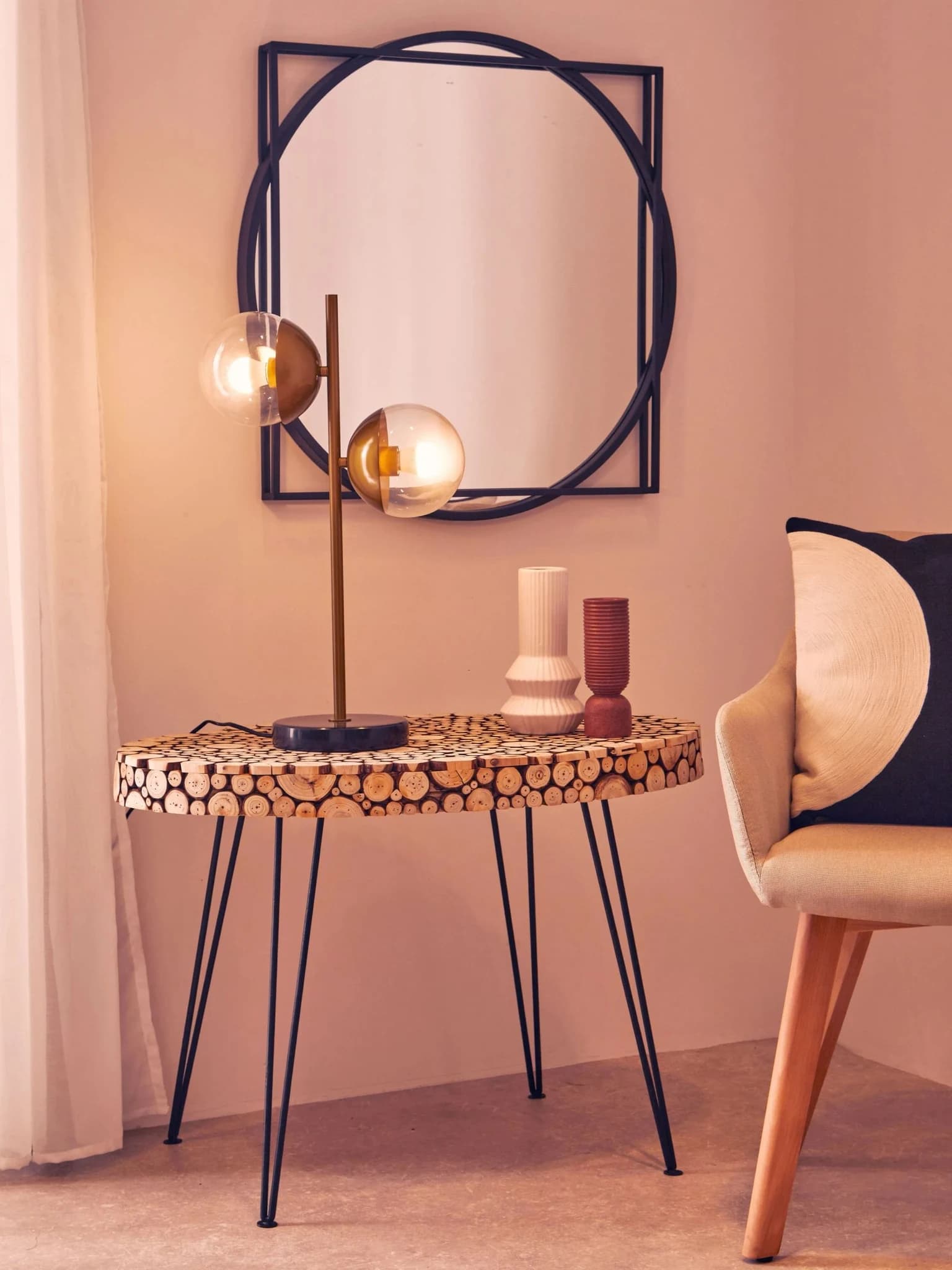 Lacuna Fir Wood Disc Mosaic Oval Coffee Table - Tables, photo 3 of 8