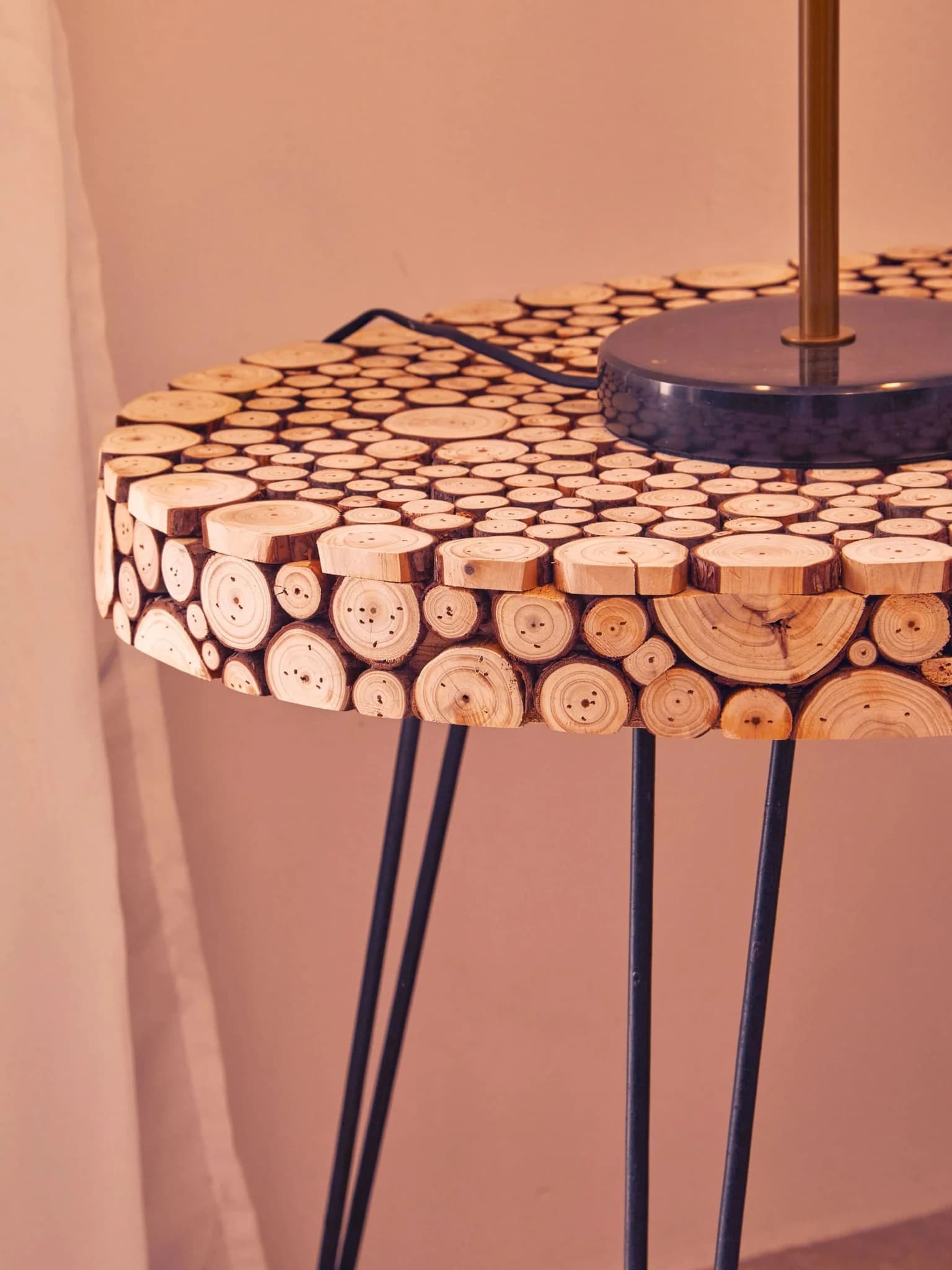 Lacuna Fir Wood Disc Mosaic Oval Coffee Table - Tables, photo 2 of 8