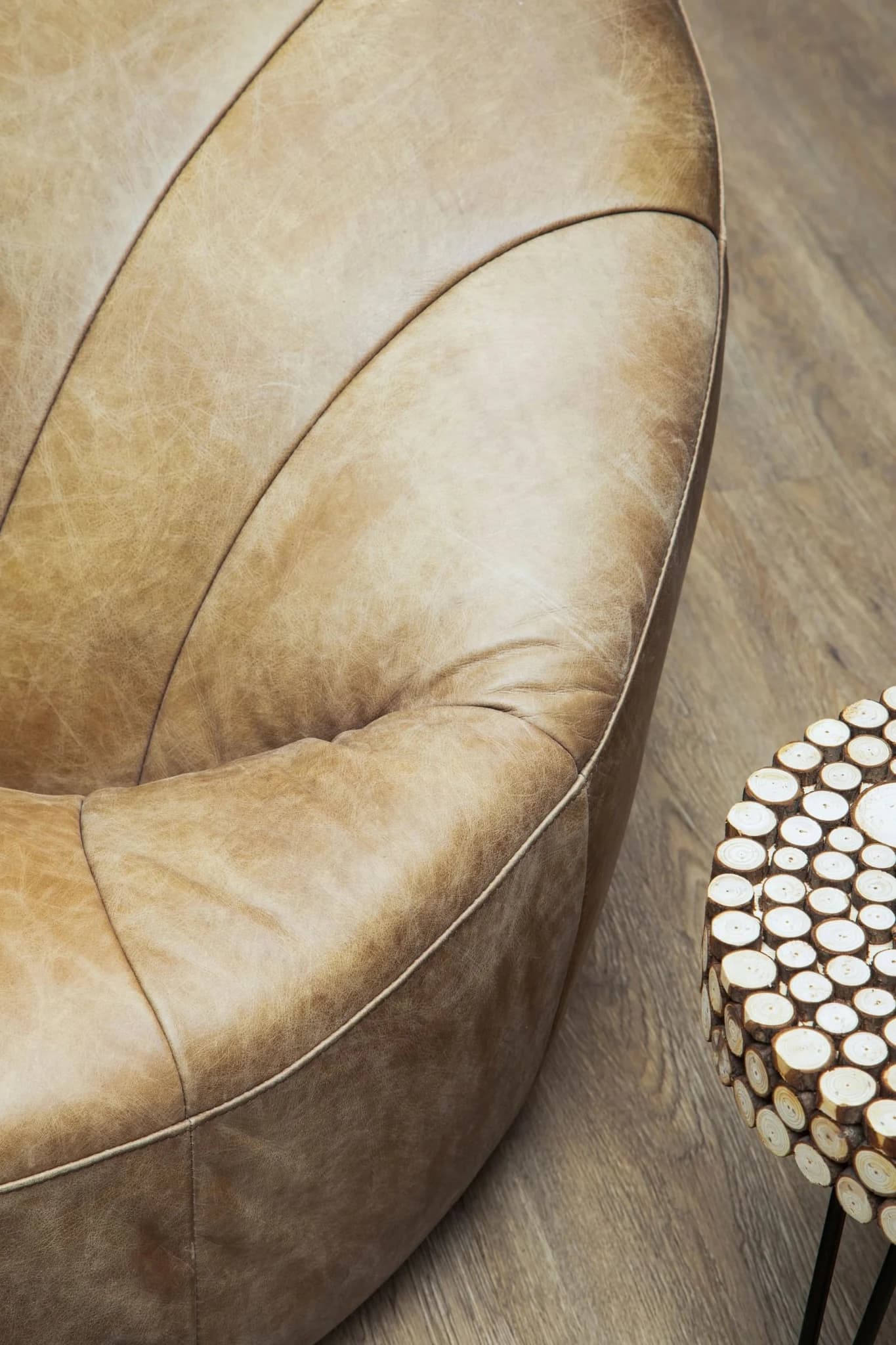 Lacuna Fir Wood Mosaic Disc Round Side Table - Tables, photo 3 of 8