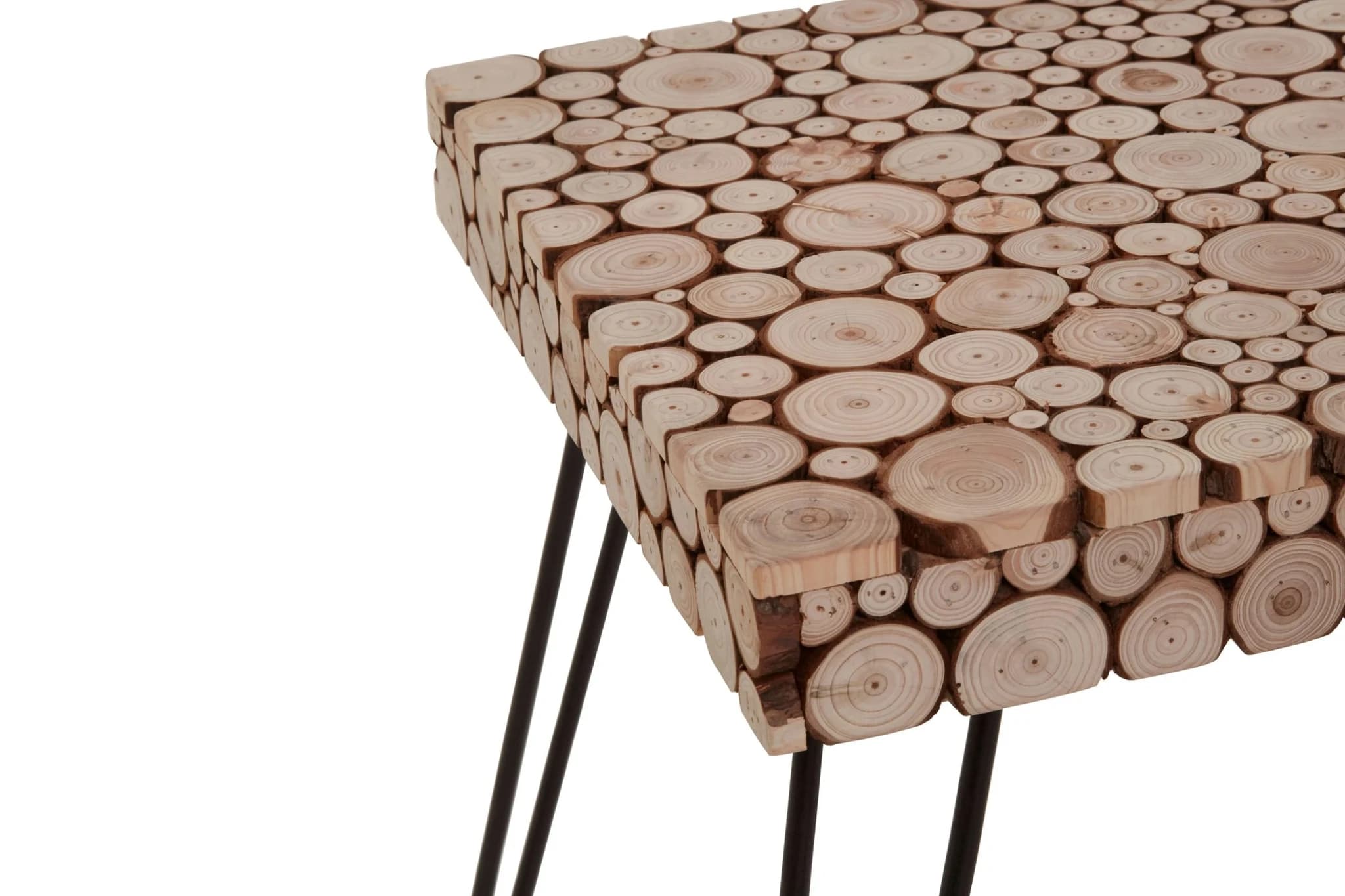 Lacuna Fir Wood Disc Mosaic Square Side Table - Tables, photo 8 of 8