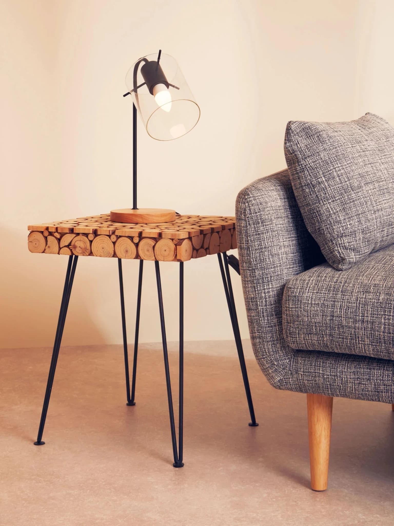 Lacuna Fir Wood Disc Mosaic Square Side Table - Tables, photo 3 of 8