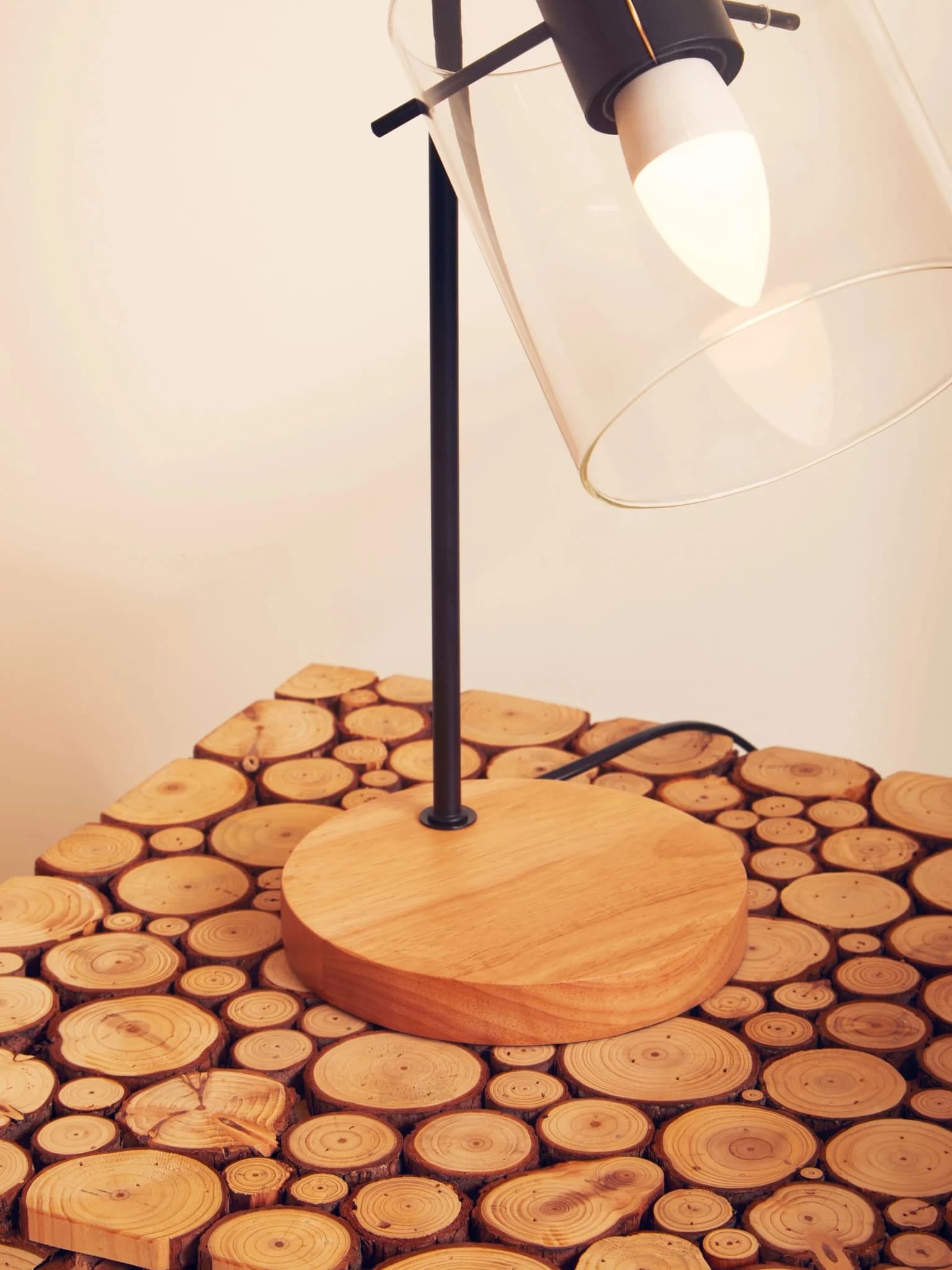 Lacuna Fir Wood Disc Mosaic Square Side Table - Tables, photo 2 of 8