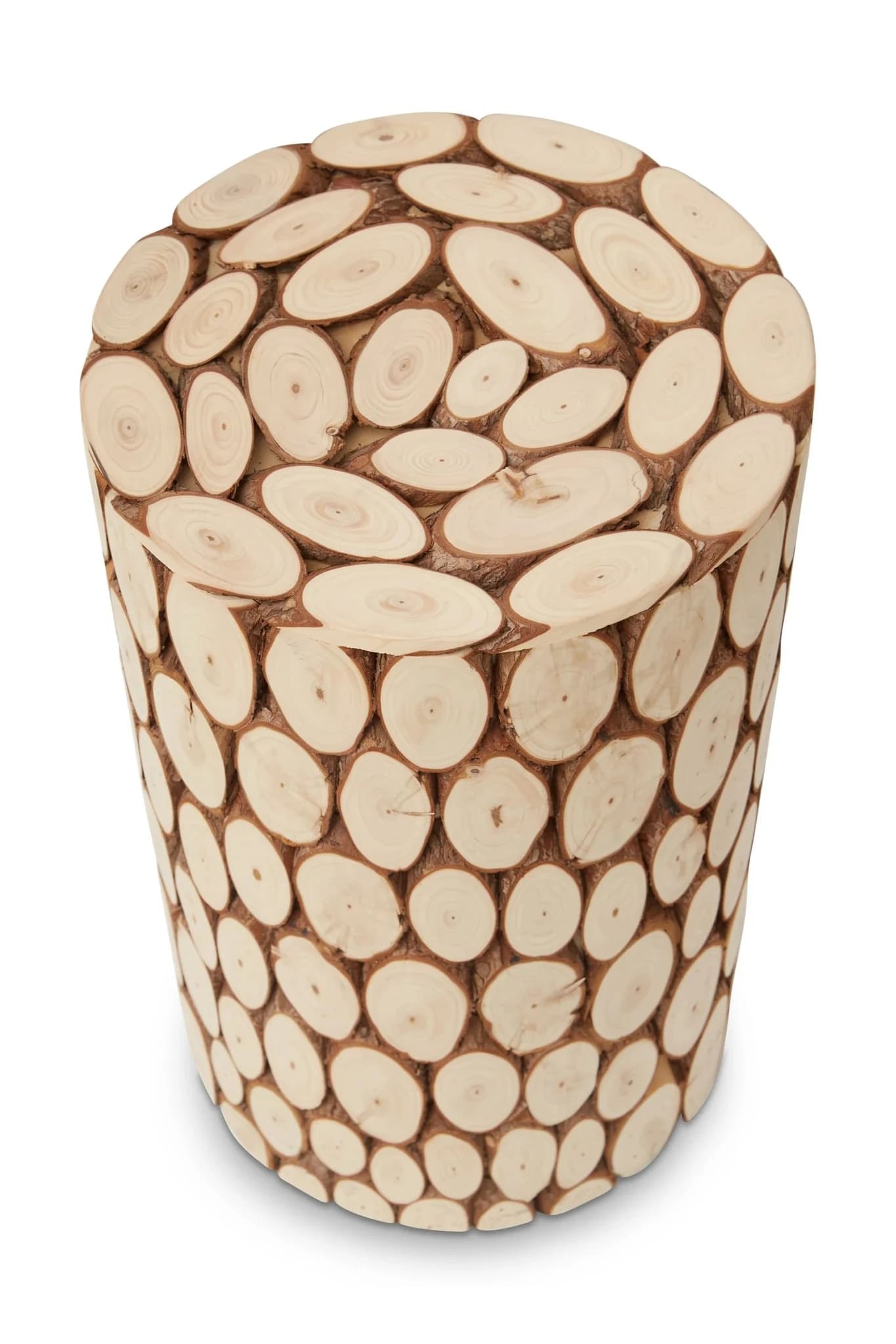 Lacuna Fir Wood Mosaic Disc Side Table and Stool - Seating, photo 6 of 8