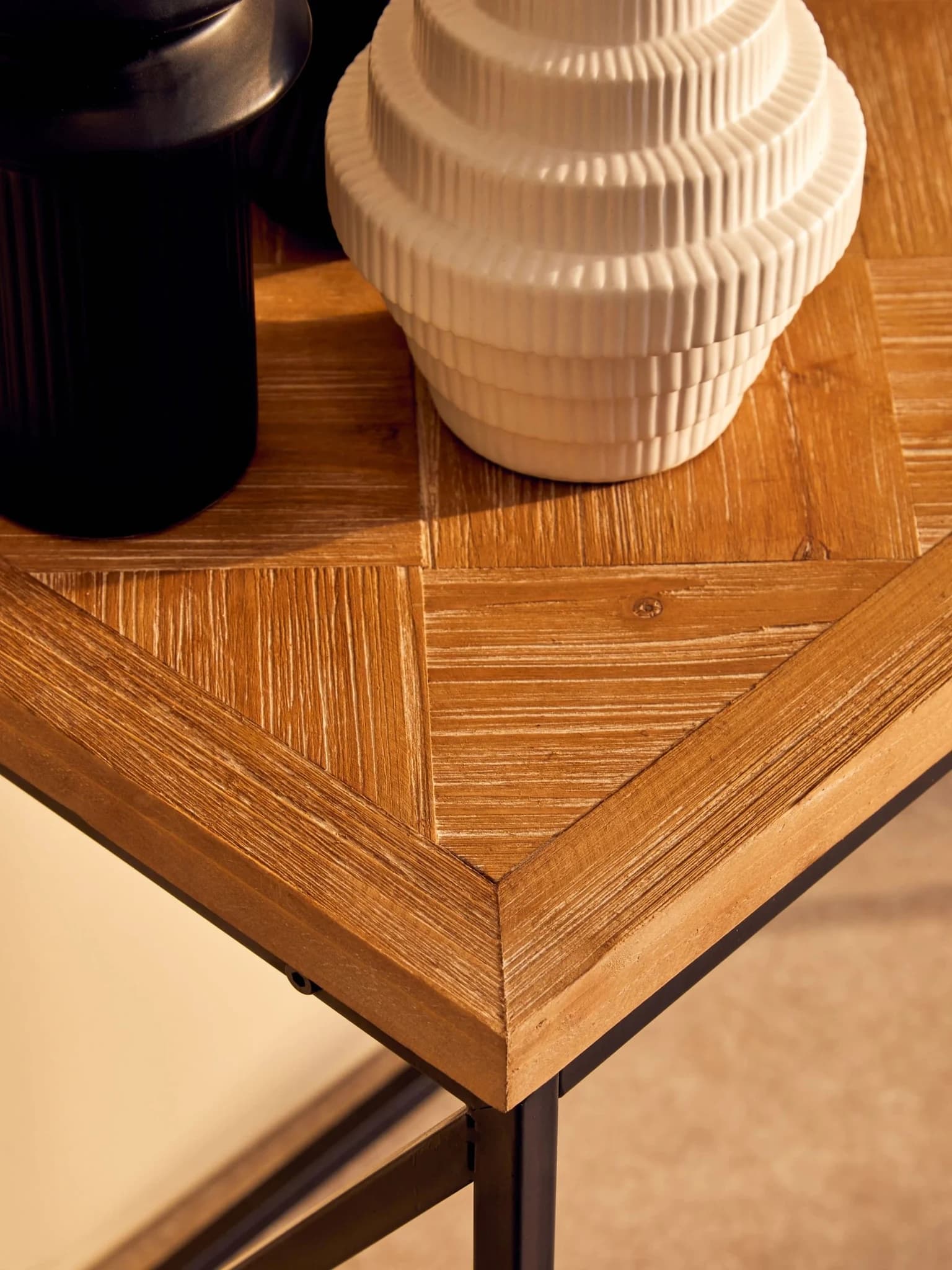 Kickford Parquet Fir Wood Console Table - Tables, photo 2 of 8
