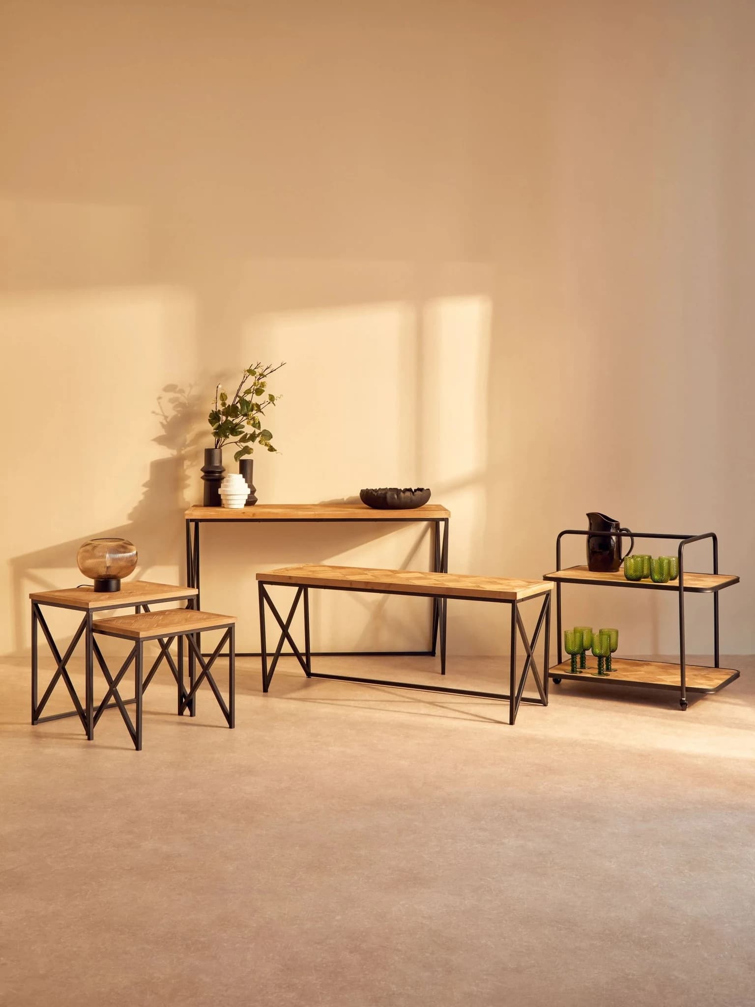 Kickford Parquet Fir Wood Coffee Table - Tables, photo 5 of 8
