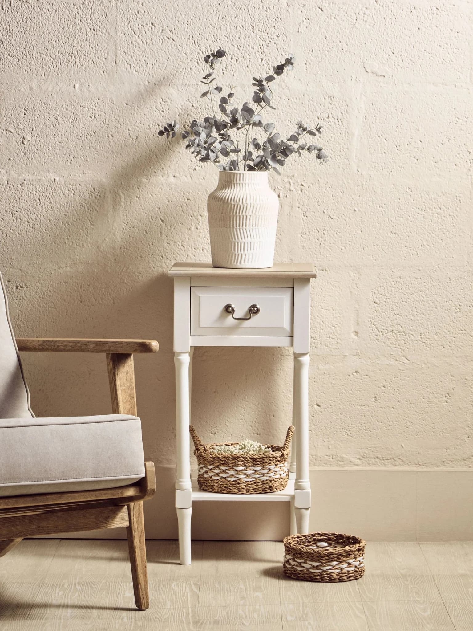 Heritage One Drawer Ivory Wooden Side Table - Tables, photo 6 of 8