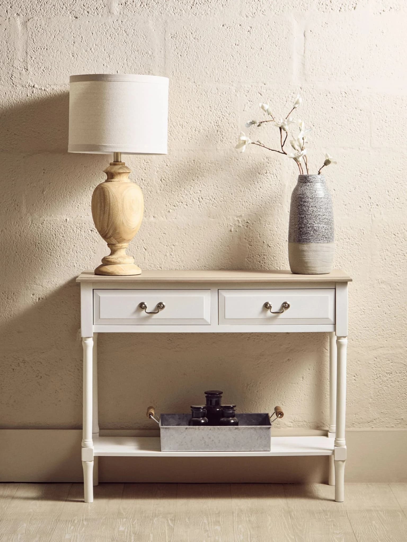 Heritage 2 Drawer White Rectangular Wooden Console Table - Tables, photo 6 of 8