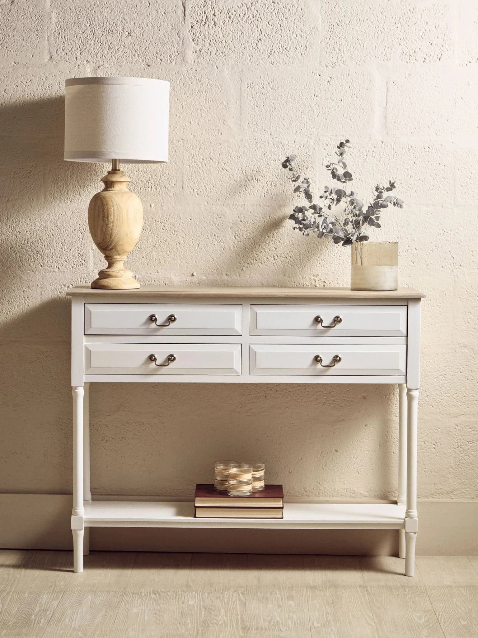 Heritage 4 Drawer White Wooden Console Table - Tables, photo 6 of 8