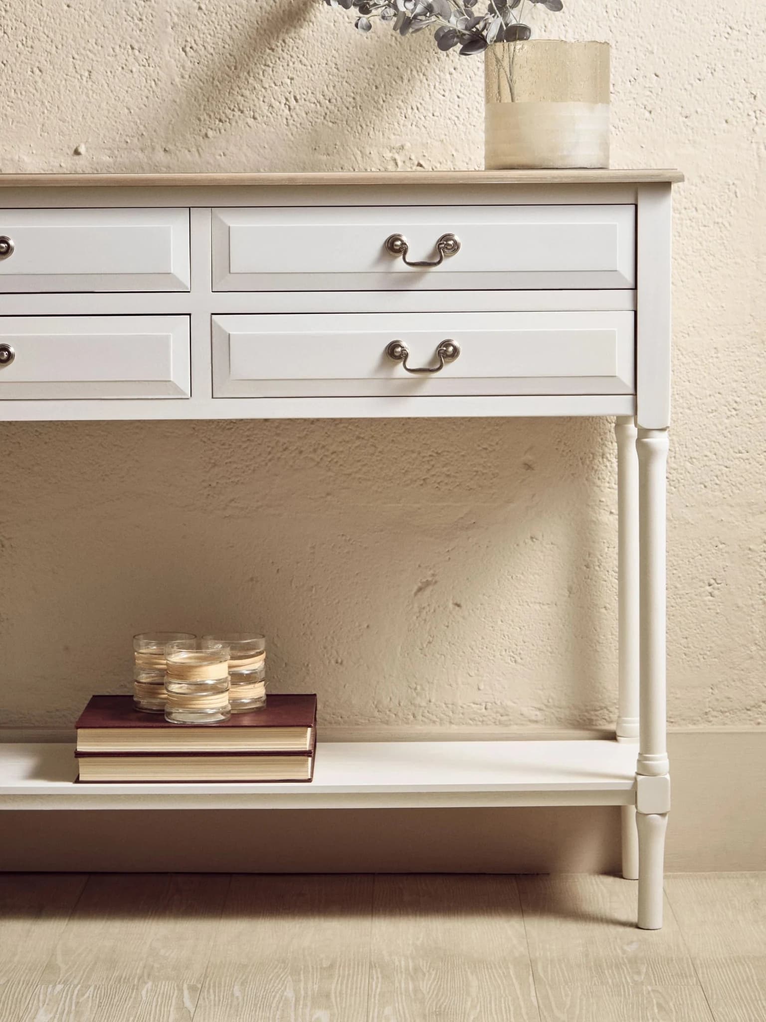 Heritage 4 Drawer White Wooden Console Table - Tables, photo 5 of 8