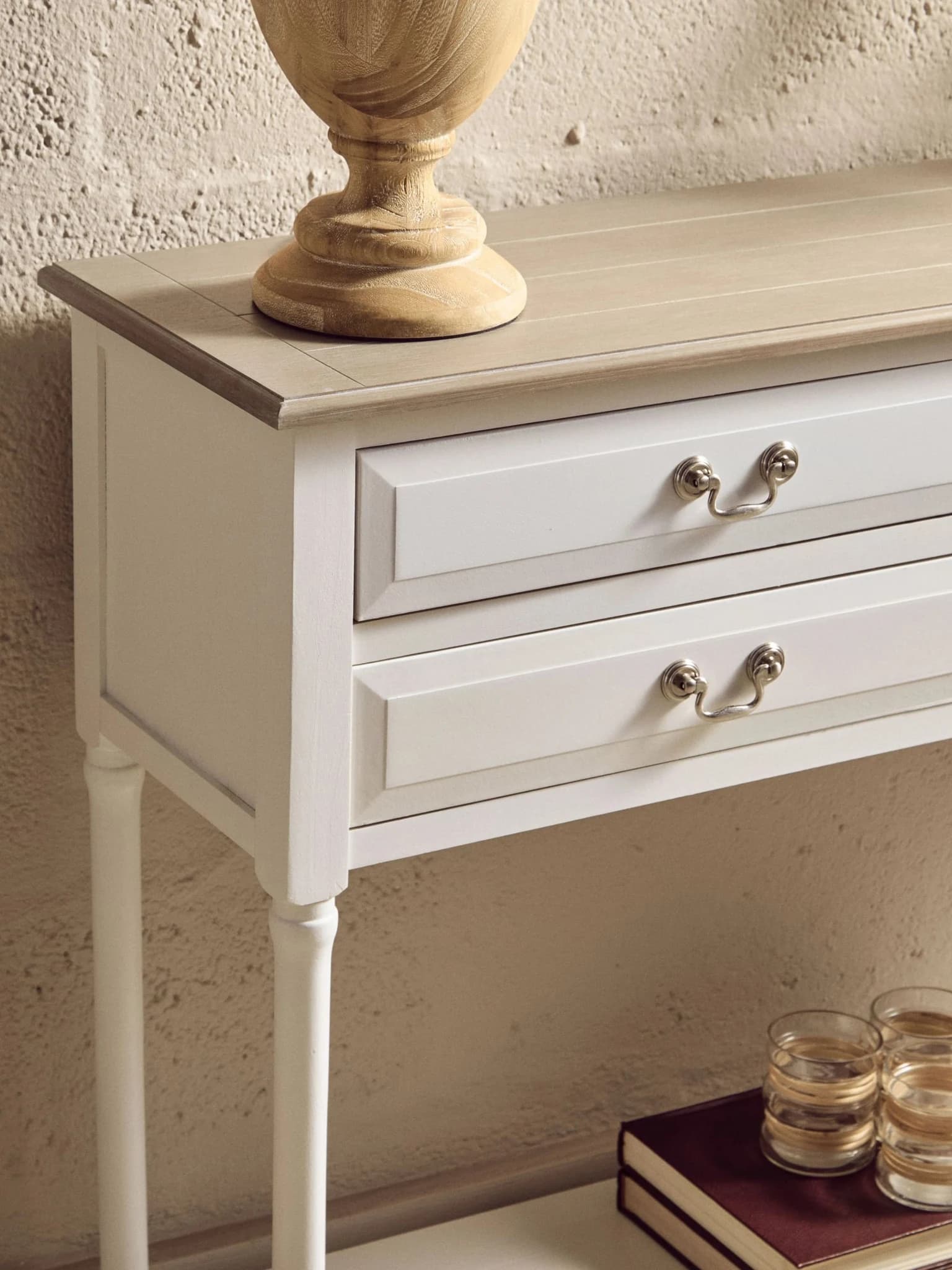Heritage 4 Drawer White Wooden Console Table - Tables, photo 4 of 8