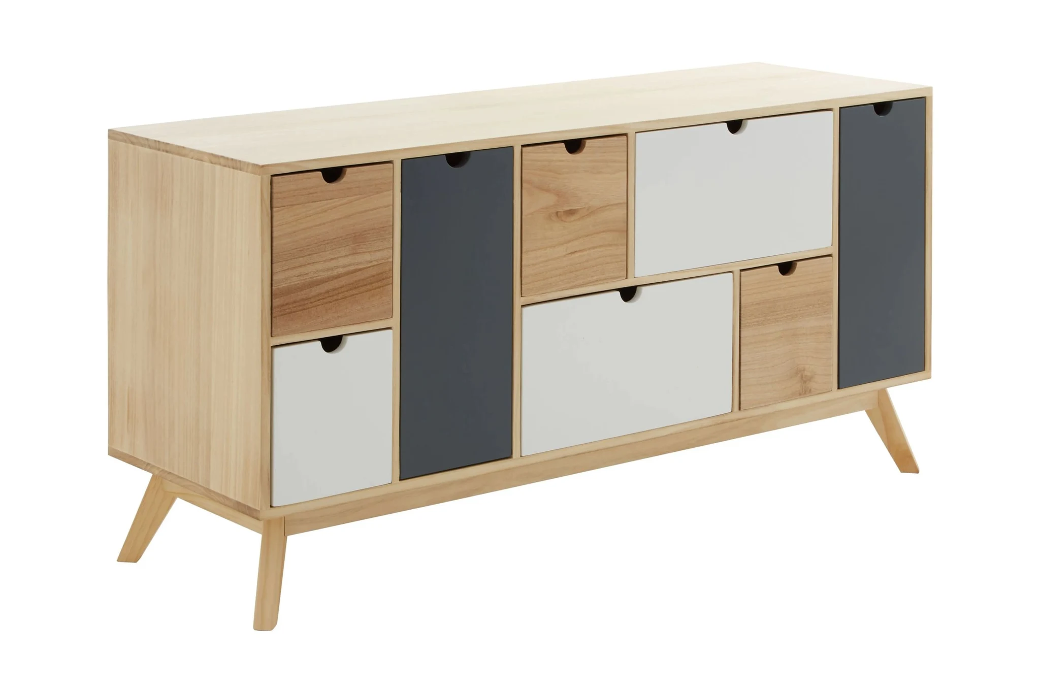 Watson Tri Colour Chest of 6 Drawers and 2 Doors Cabinet - Furniture, photo 6 of 8