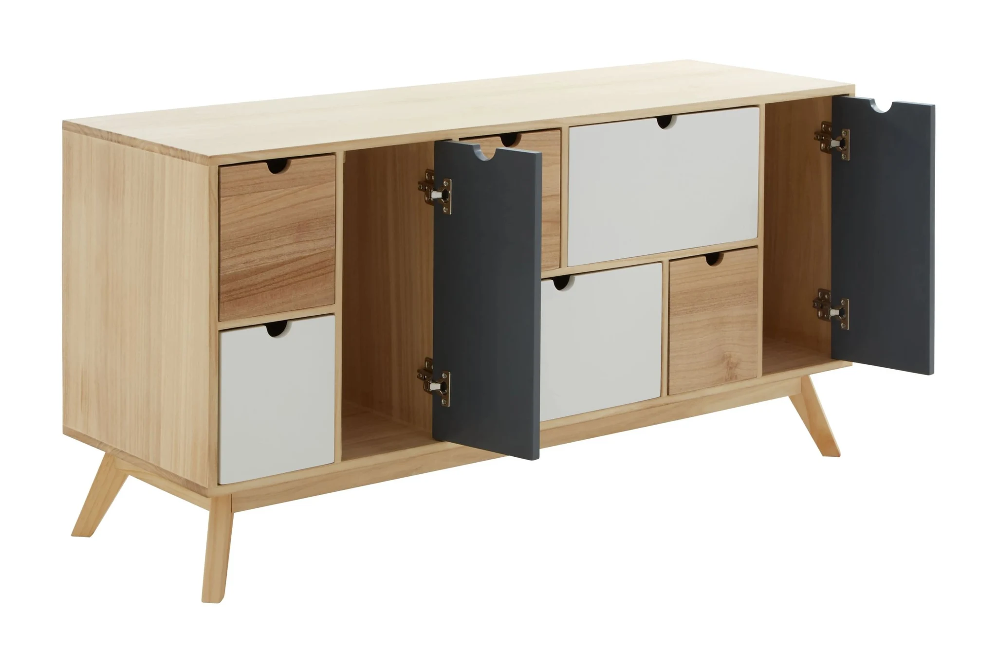 Watson Tri Colour Chest of 6 Drawers and 2 Doors Cabinet - Furniture, photo 5 of 8