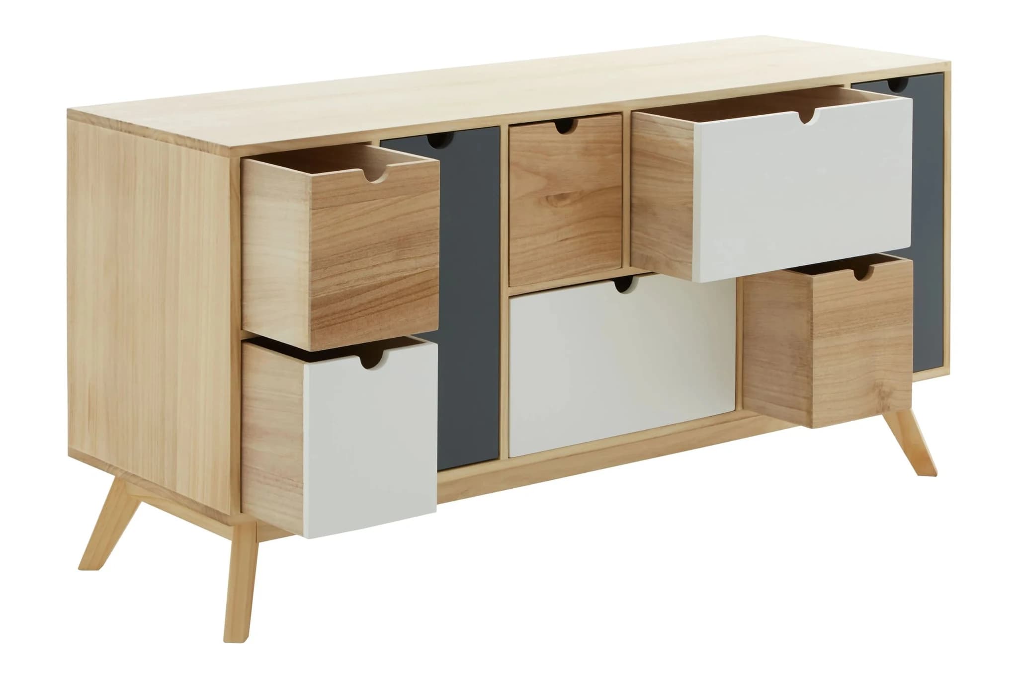 Watson Tri Colour Chest of 6 Drawers and 2 Doors Cabinet - Furniture, photo 4 of 8