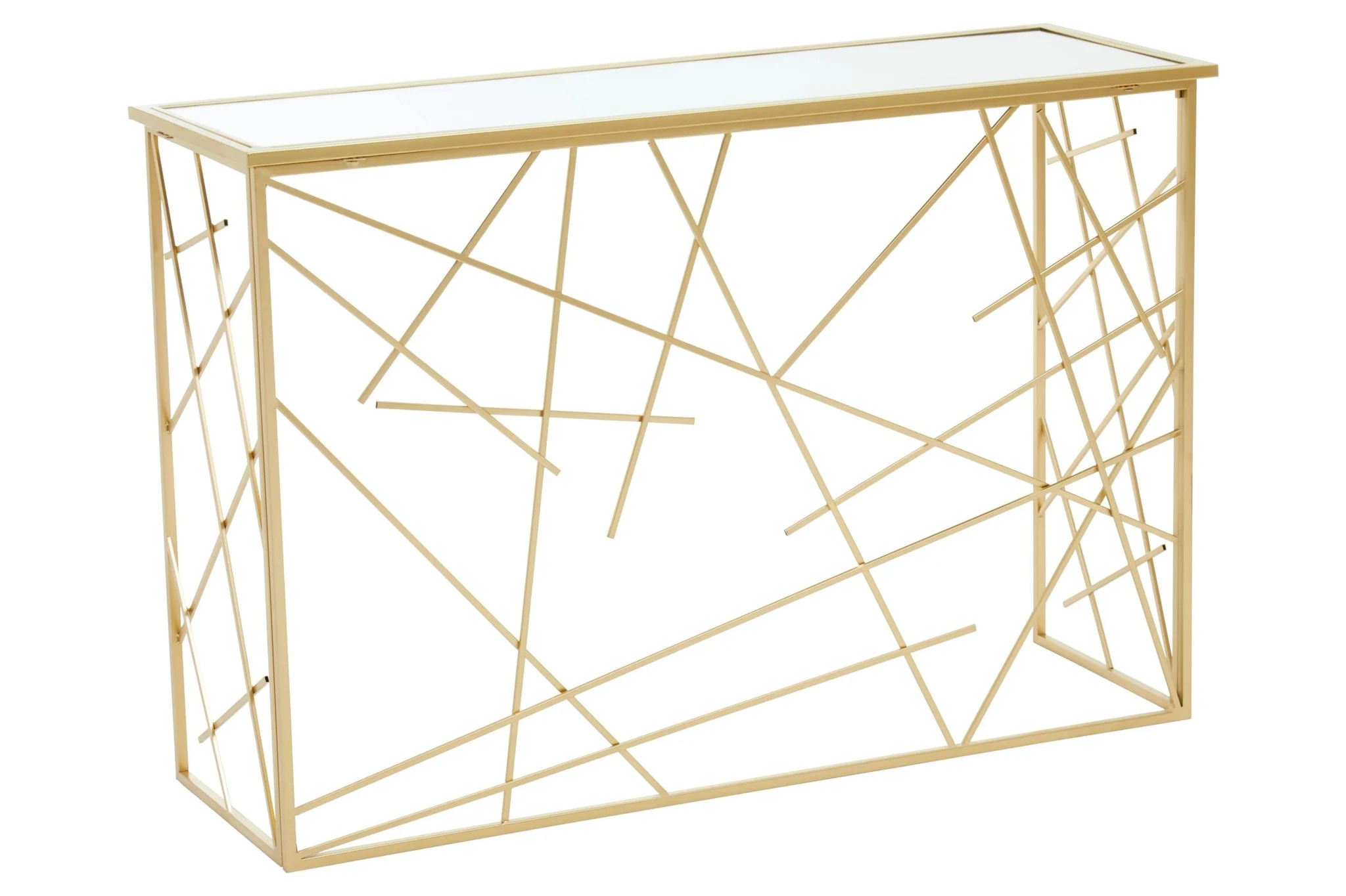 Farran Gold Finish Console Table With Mirror Top - Tables, photo 8 of 8