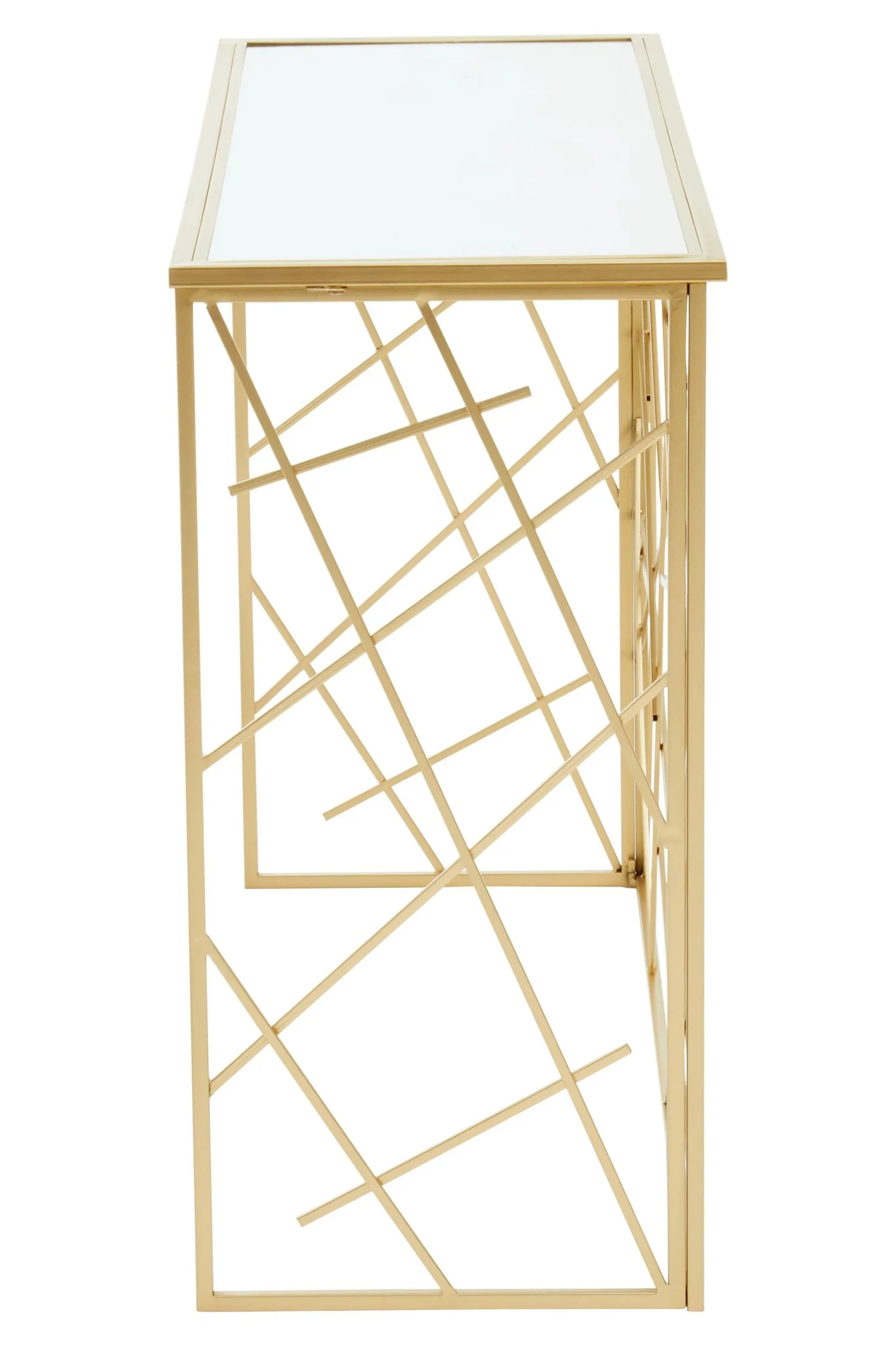 Farran Gold Finish Console Table With Mirror Top - Tables, photo 7 of 8