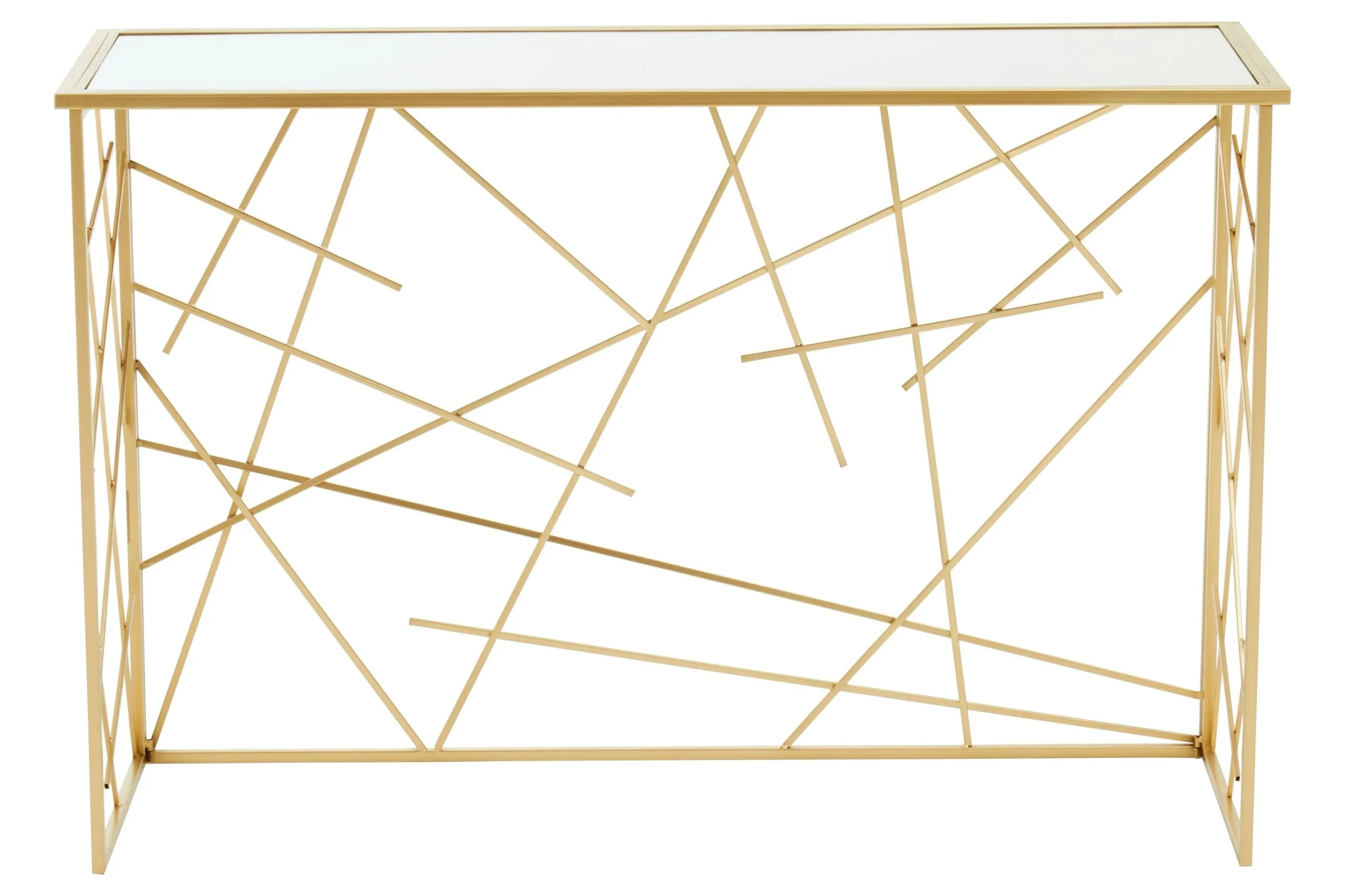 Farran Gold Finish Console Table With Mirror Top - Tables, photo 6 of 8