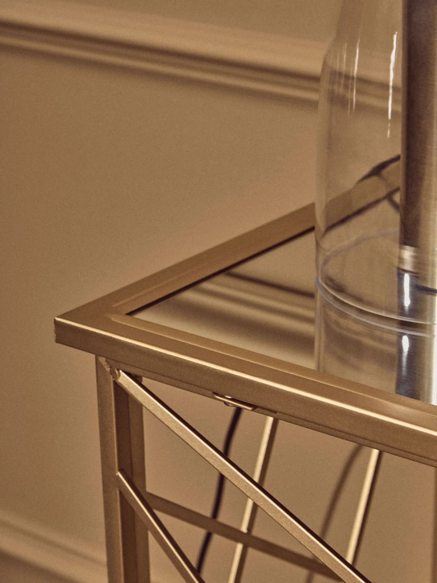 Farran Gold Finish Console Table With Mirror Top - Tables, photo 2 of 8