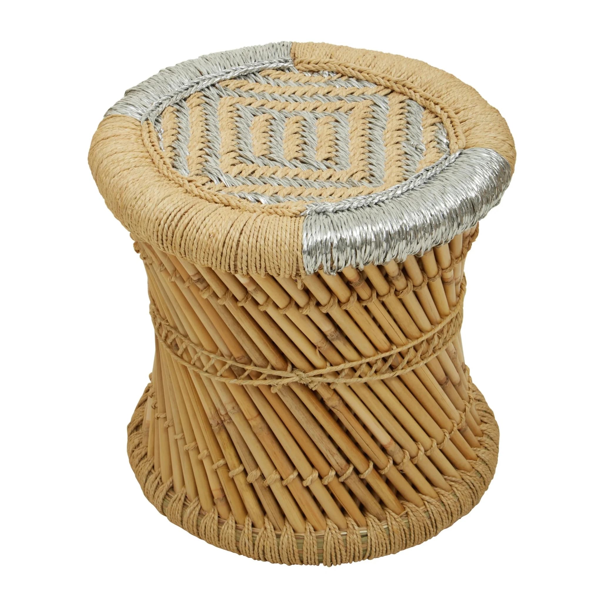 Rowan Natural And Grey Woven Bamboo Chair And Stool Set - Seating, photo 2 of 8