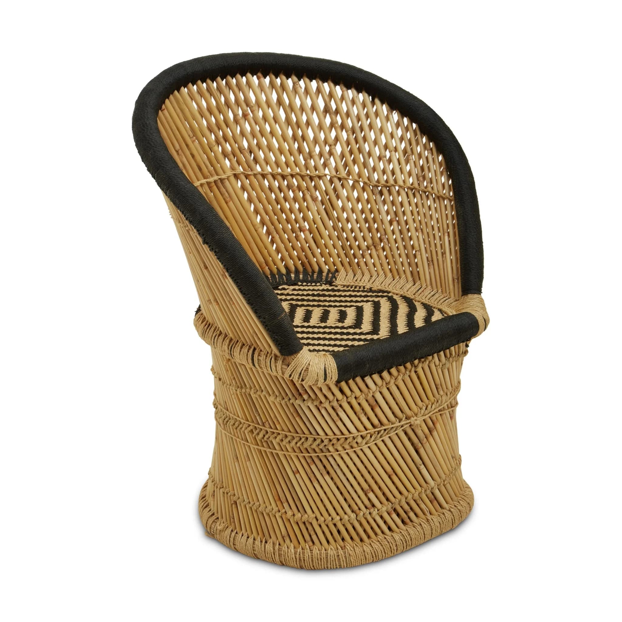 Rowan Natural And Black Woven Bamboo Chair And Stool Set - Seating, photo 5 of 8