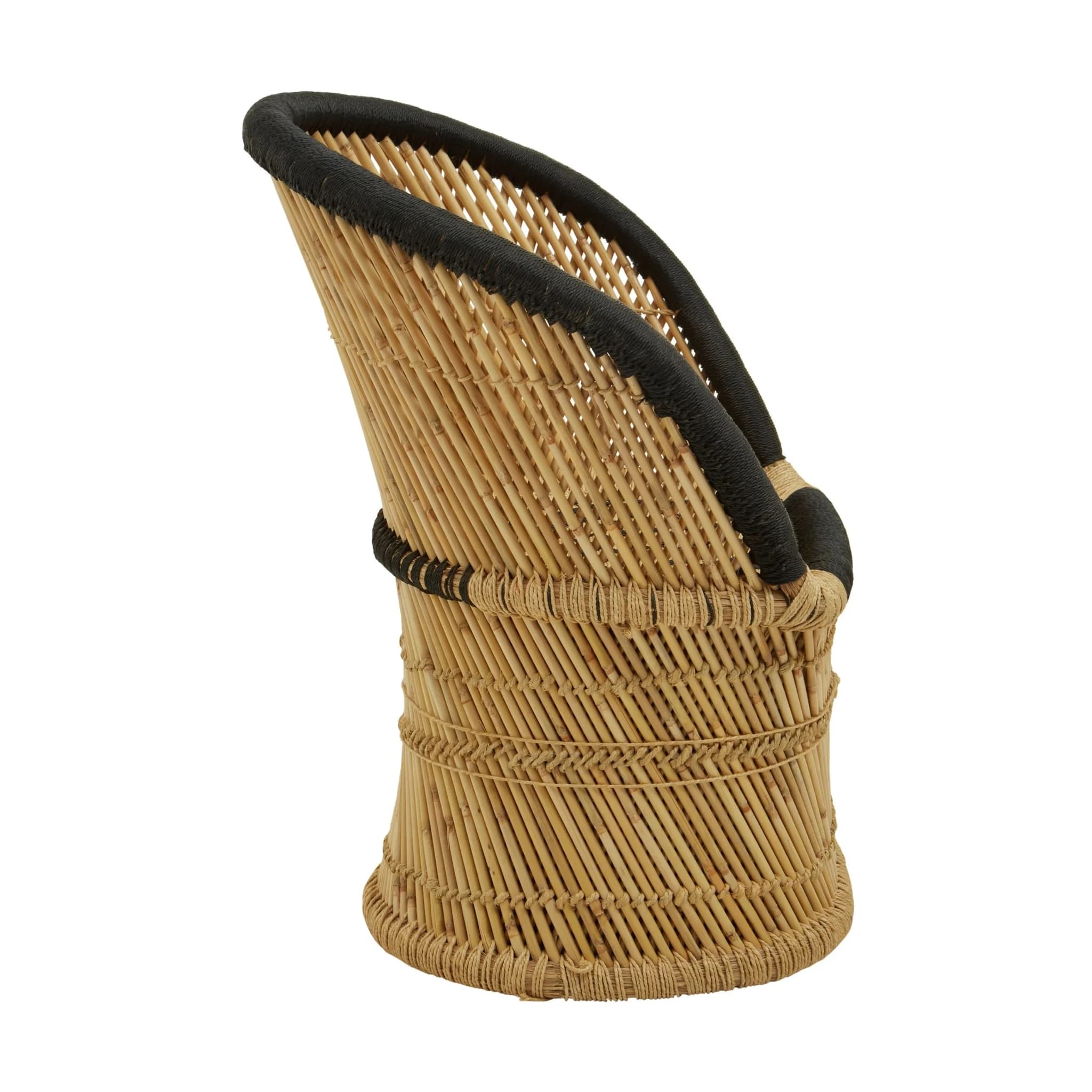 Rowan Natural And Black Woven Bamboo Chair And Stool Set - Seating, photo 4 of 8
