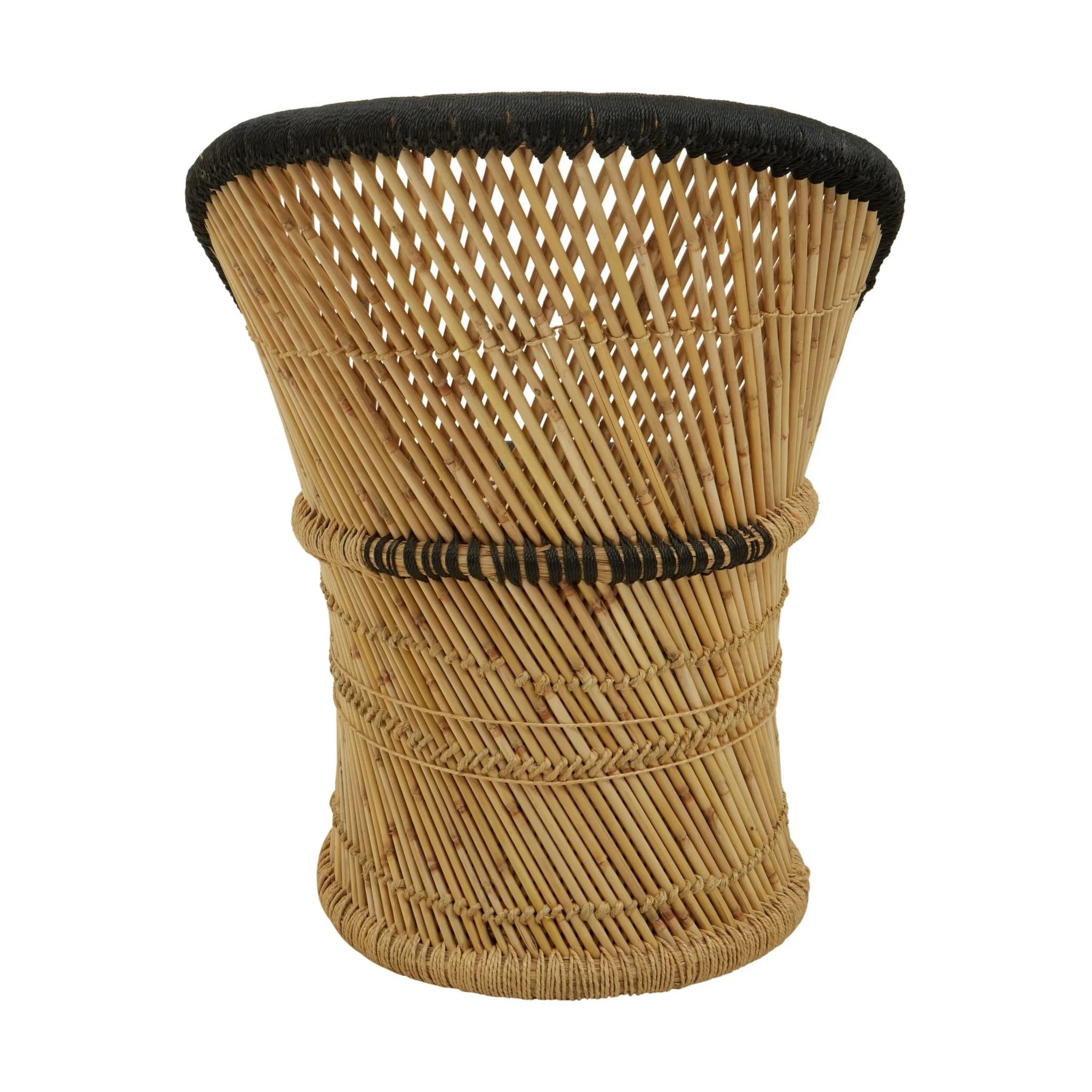 Rowan Natural And Black Woven Bamboo Chair And Stool Set - Seating, photo 3 of 8