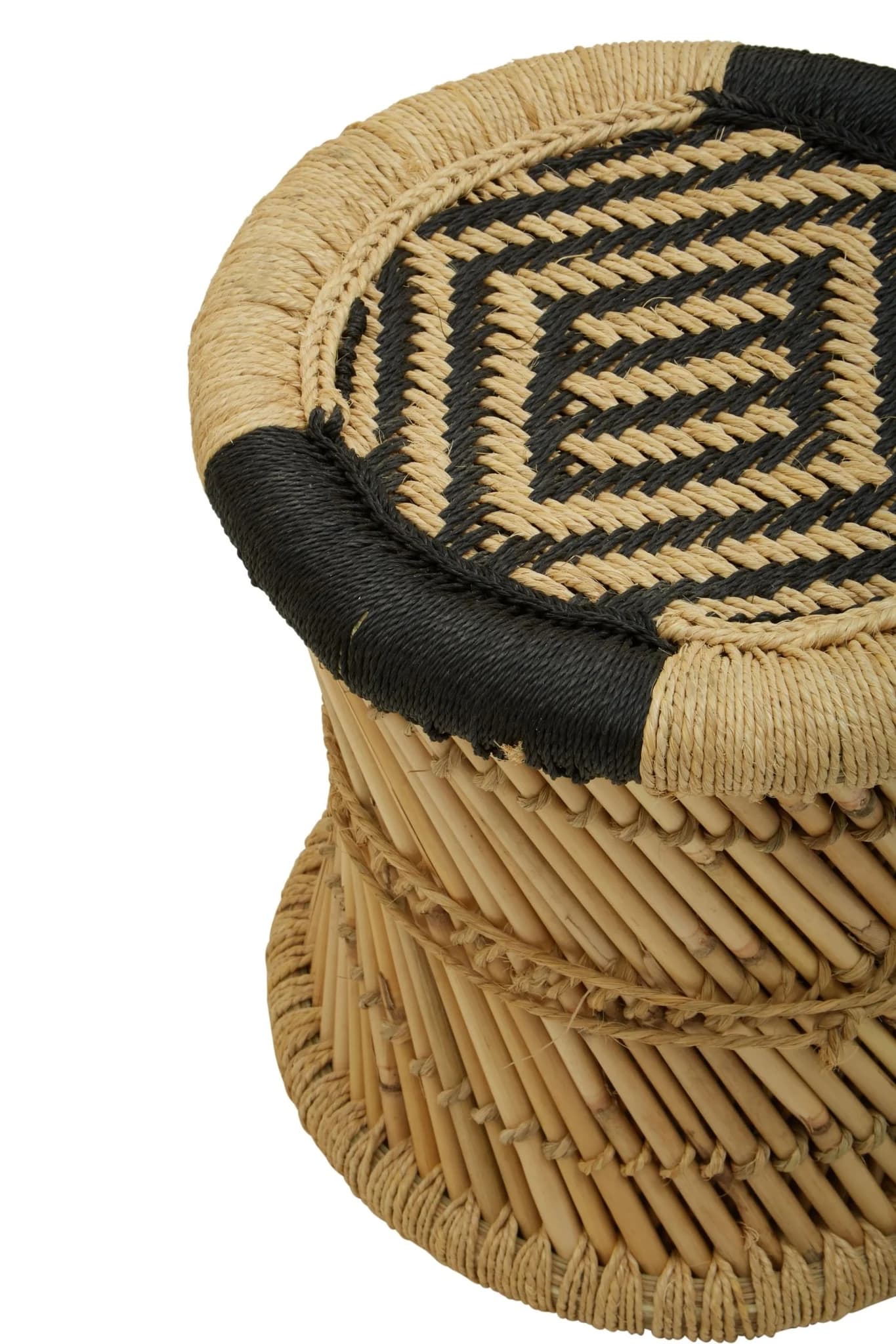 Rowan Natural And Black Woven Bamboo Chair And Stool Set - Seating, photo 8 of 8