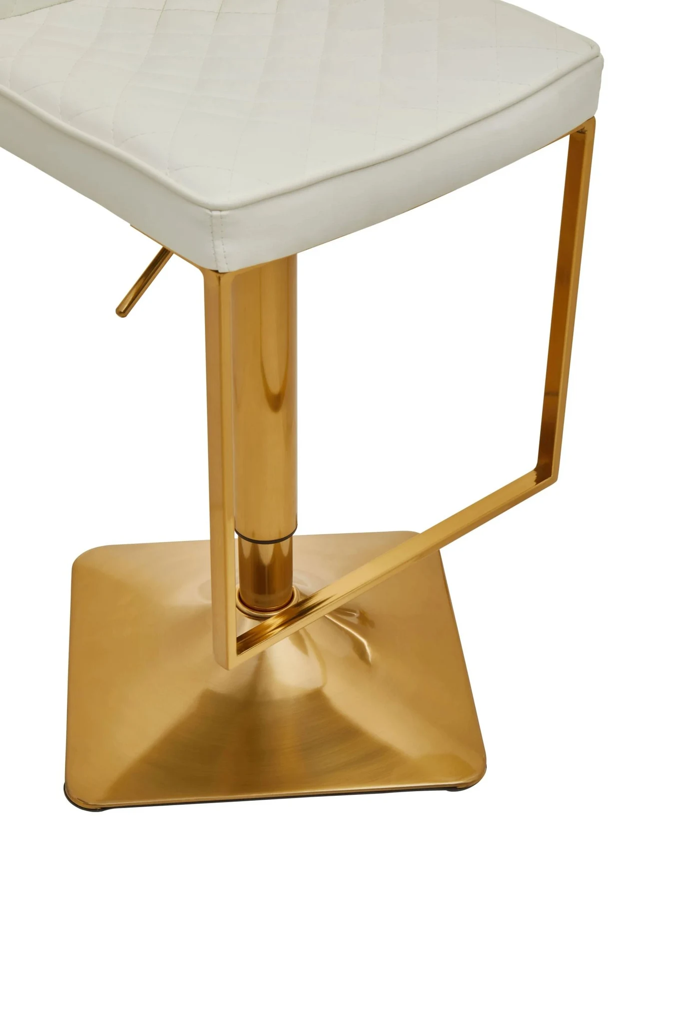 Baina White And Gold Bar Stool With Square Base - Seating, photo 7 of 8