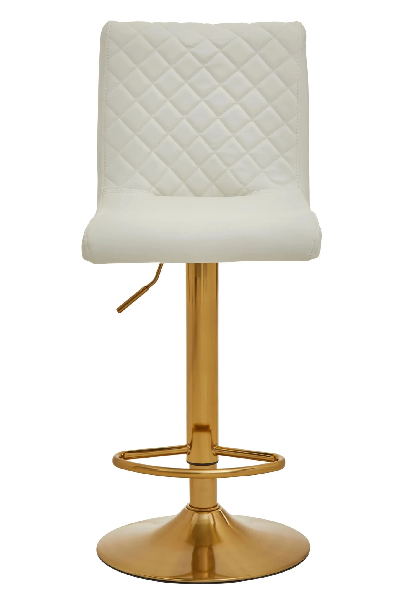 Baina White And Gold Bar Stool With Round Base - Seating, photo 4 of 8