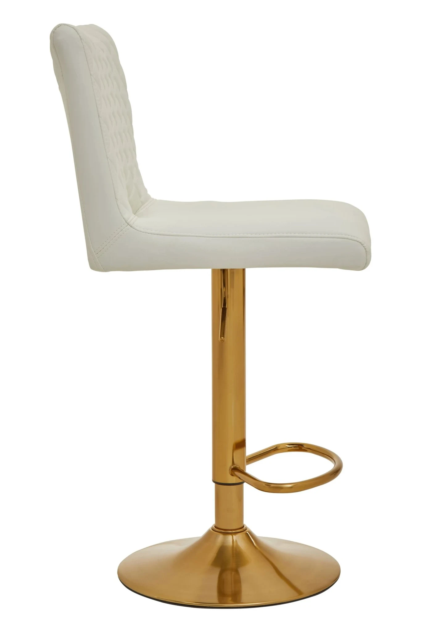 Baina White And Gold Bar Stool With Round Base - Seating, photo 3 of 8
