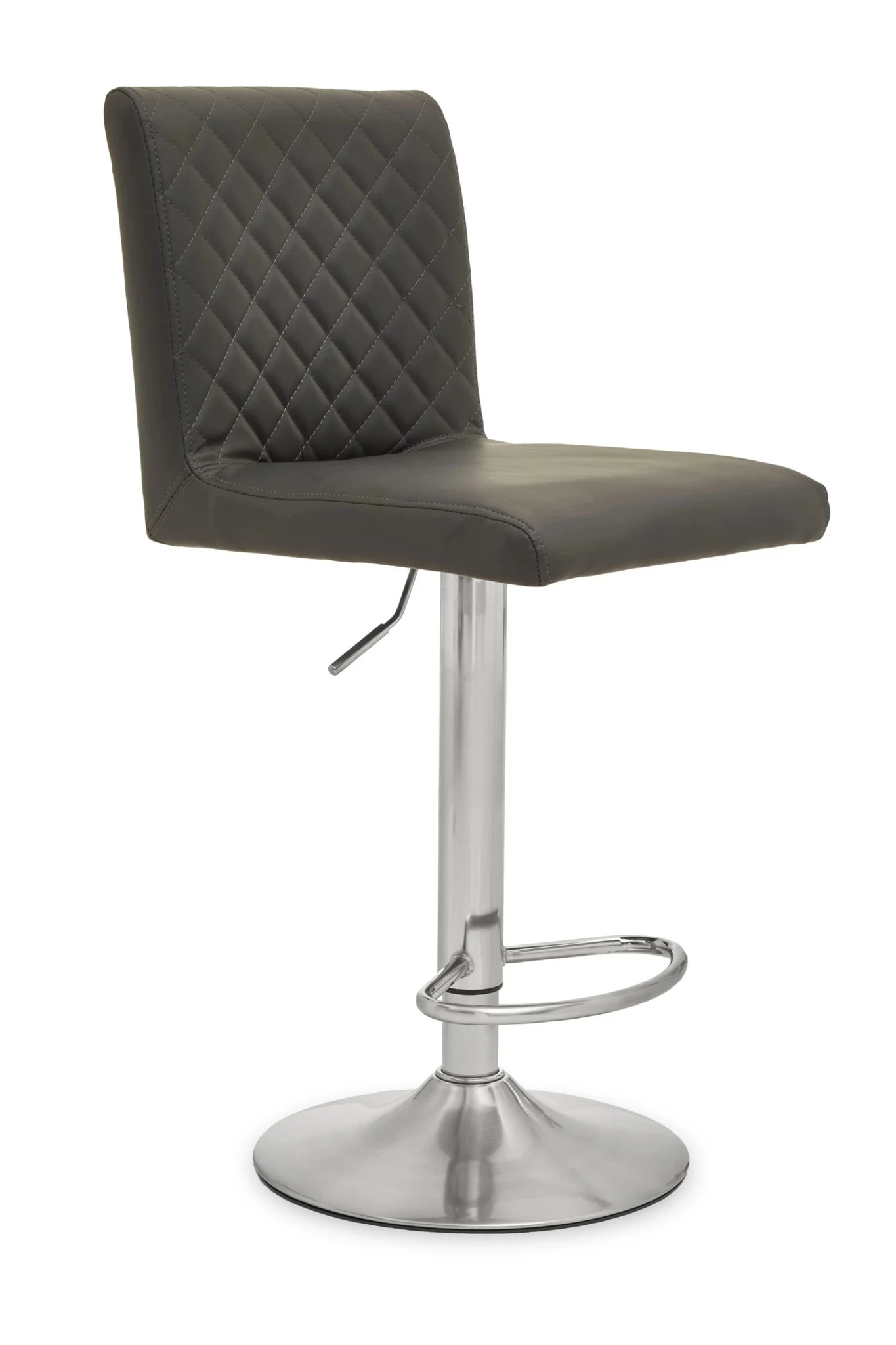 Baina Dark Grey Chrome Bar Stool With Round Base - Seating, photo 2 of 2