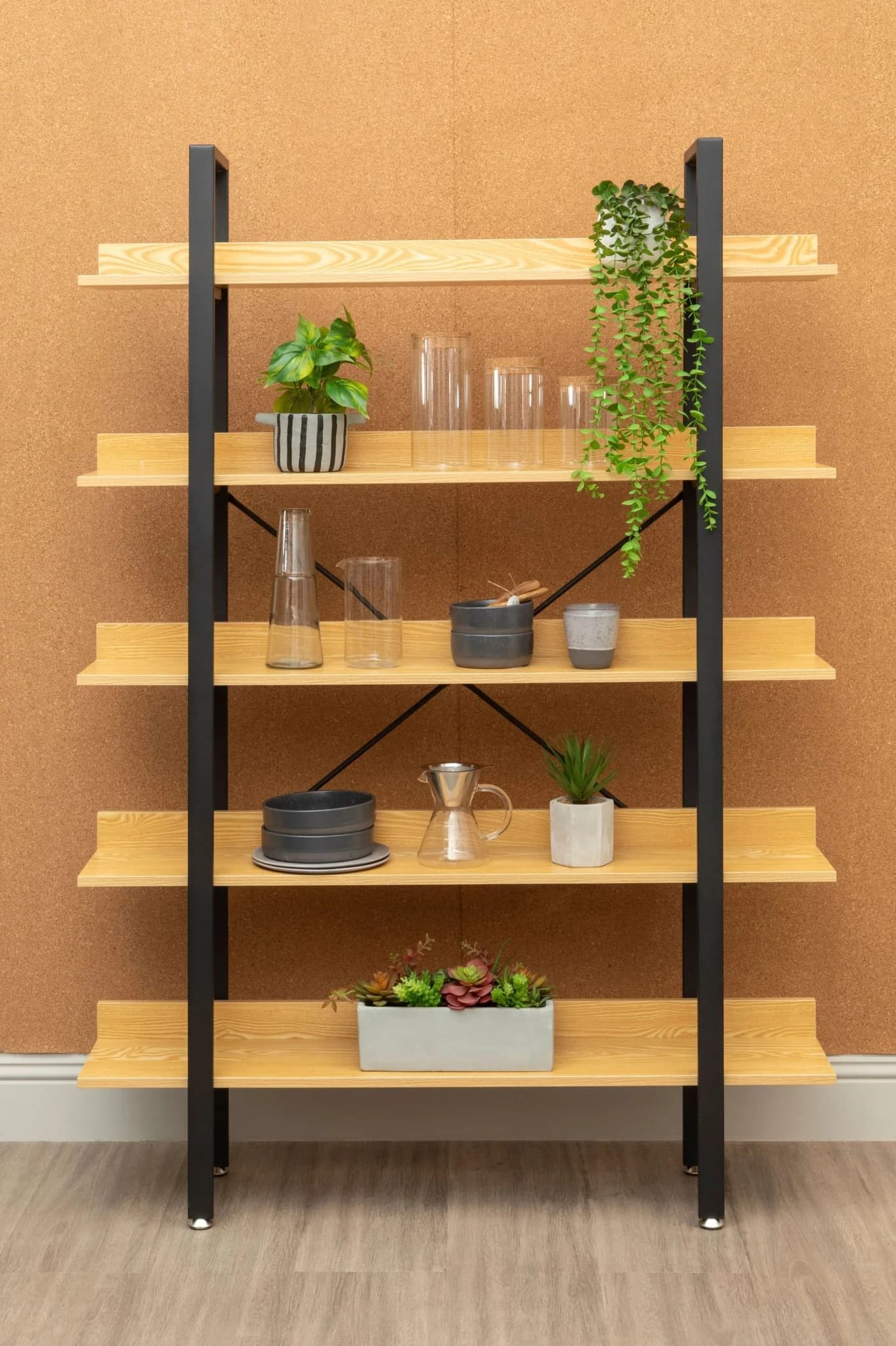 Laxton 5 Tier Light Oak Effect Shelving Unit - Bookcases & shelving, photo 7 of 8