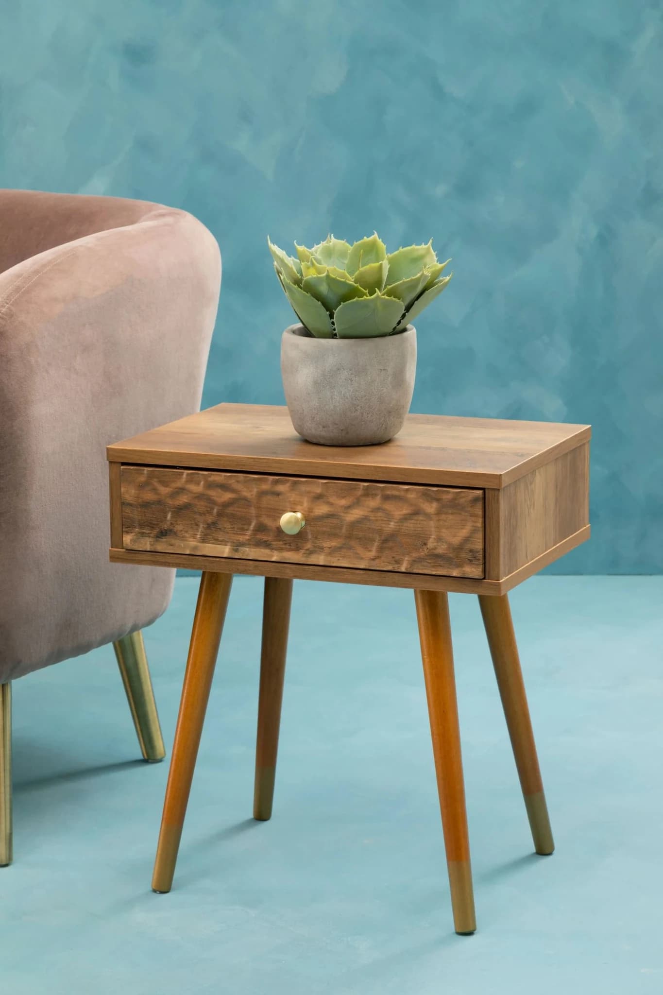 Frida Wood Veneer Bedside Table with 1 Drawer - Tables, photo 8 of 8