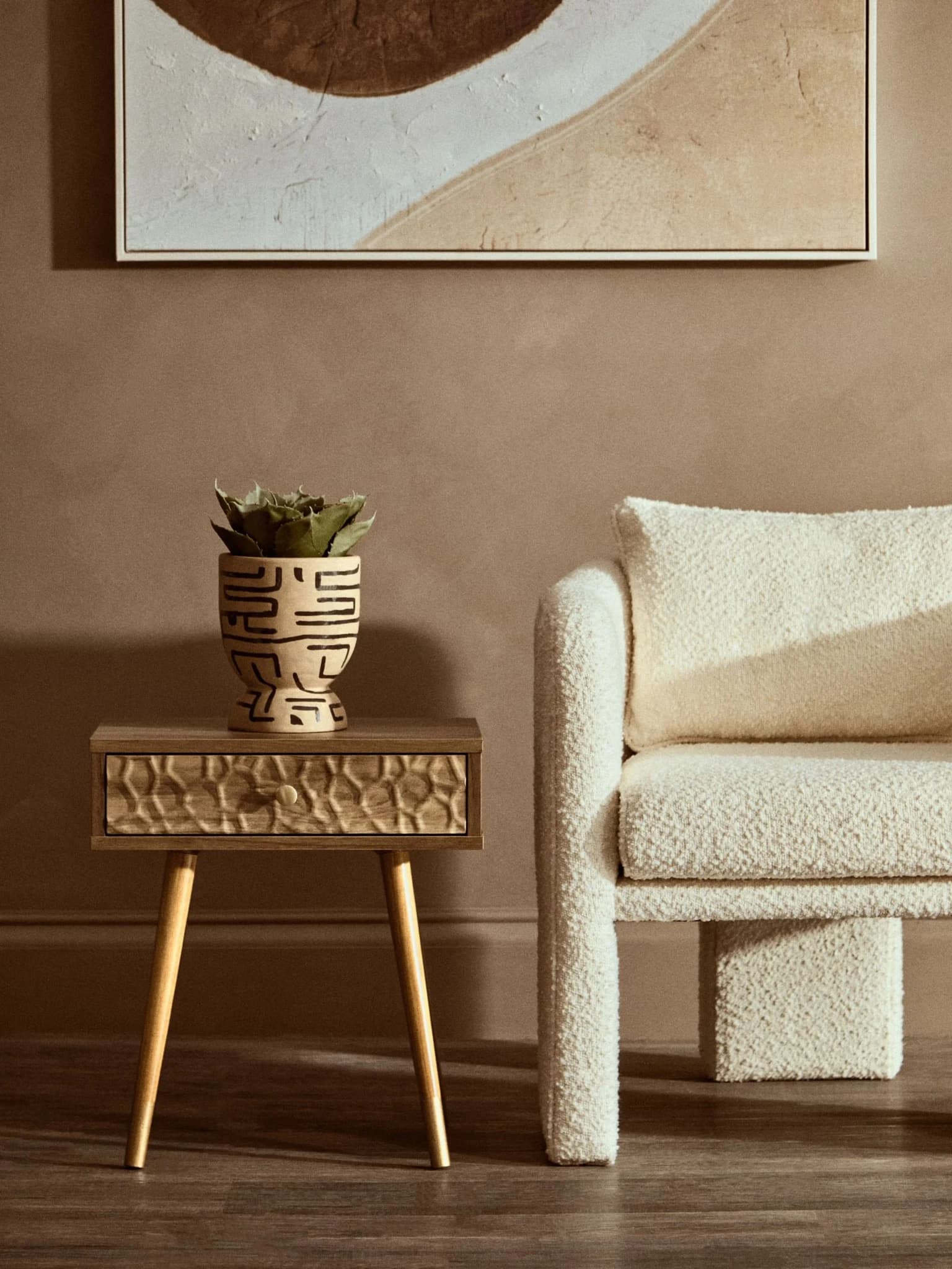 Frida Wood Veneer Bedside Table with 1 Drawer - Tables, photo 6 of 8