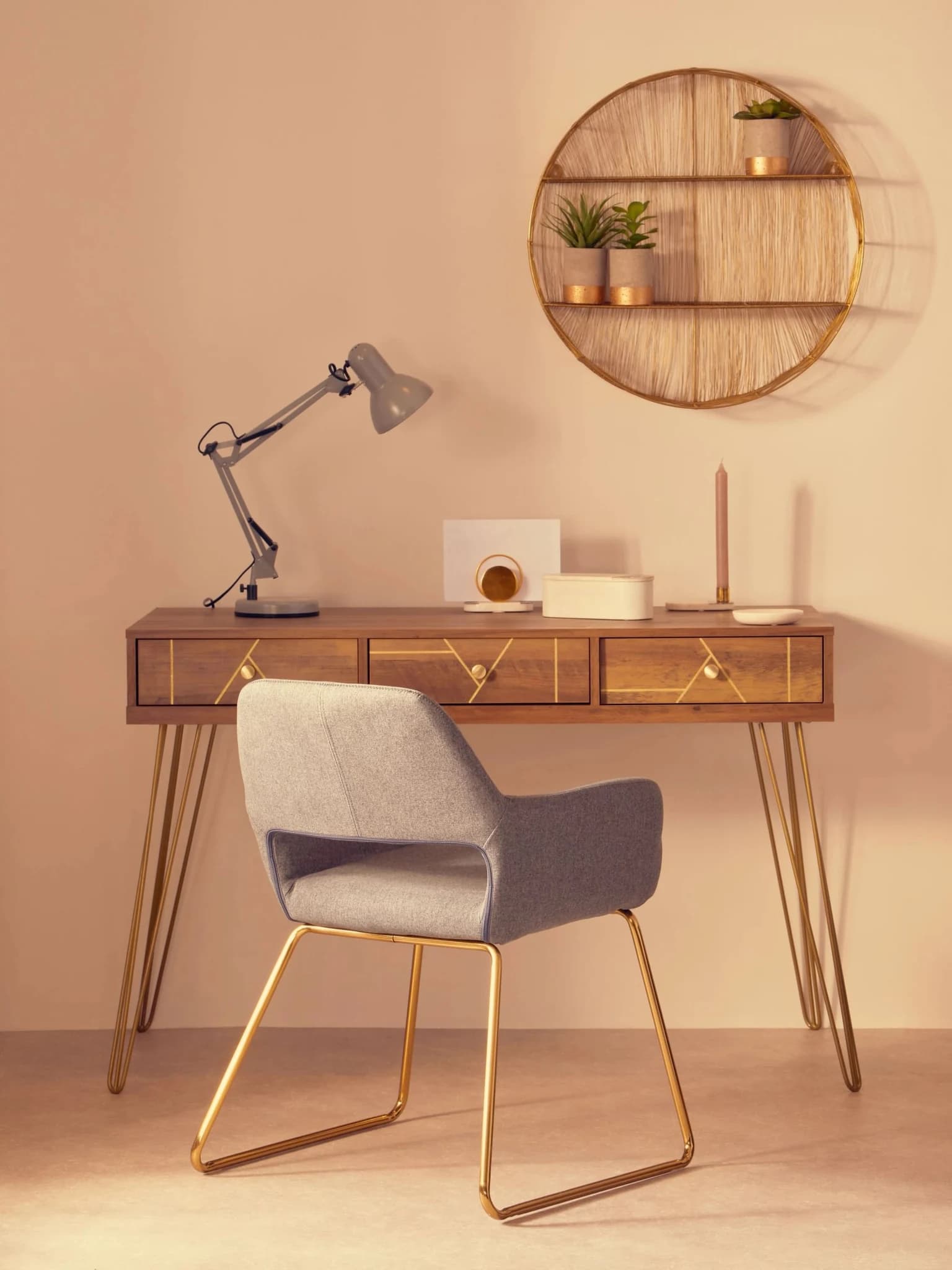 Flori Three Drawer Desk - Tables, photo 3 of 8
