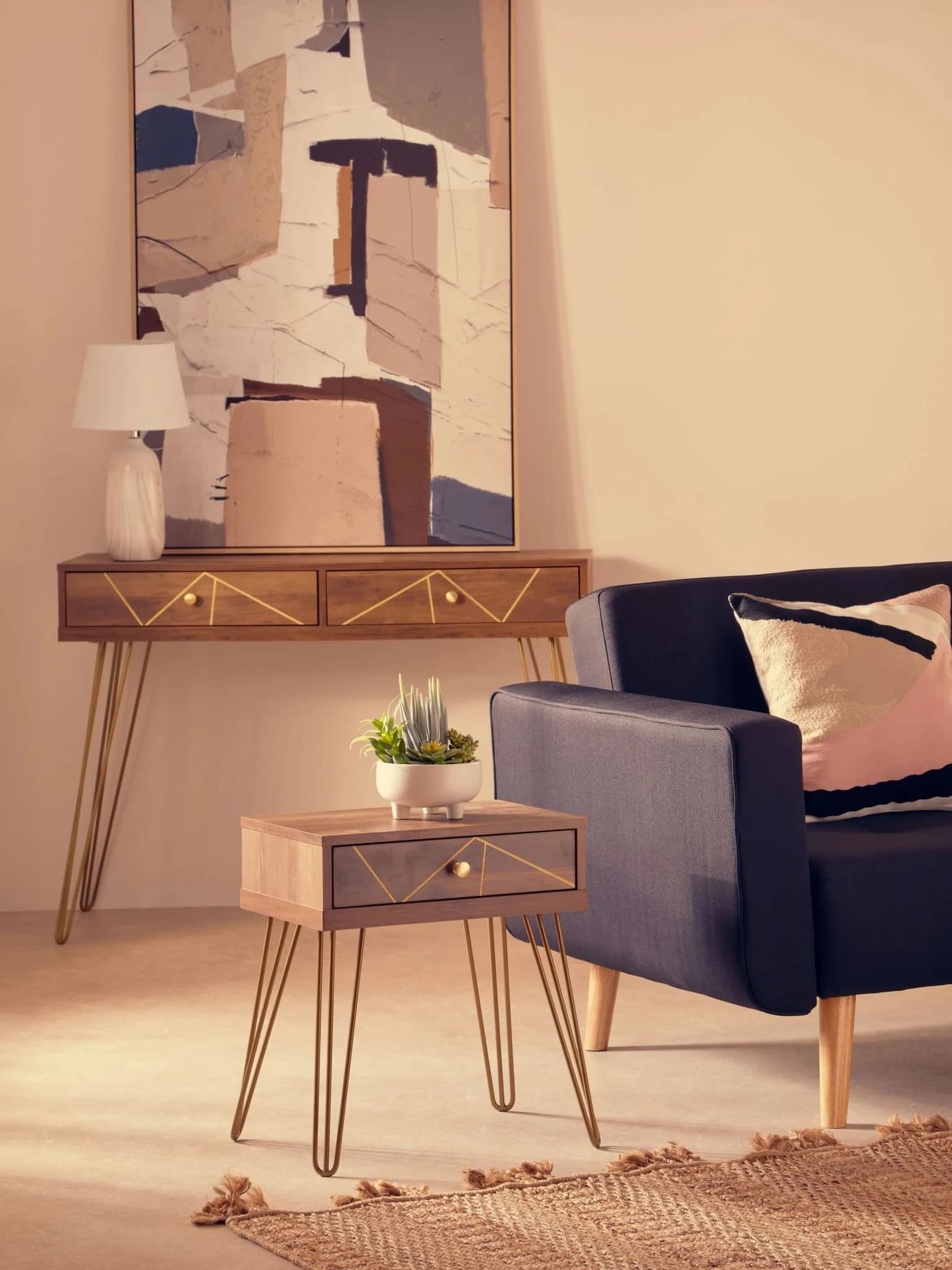 Flori 1 Drawer Draw Side Table with Hairpin Legs - Tables, photo 3 of 8