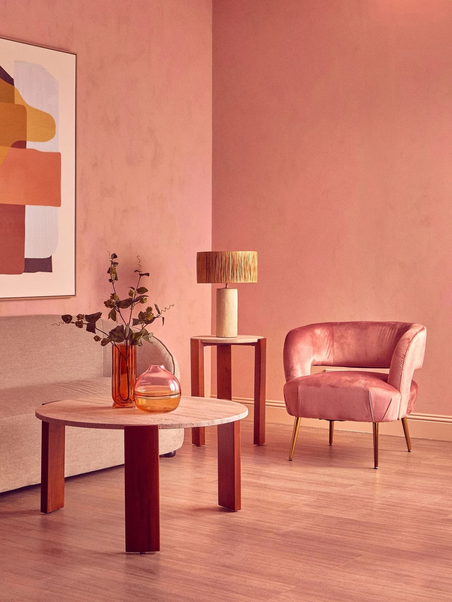 Larissa Pink Velvet Curved Accent Chair - Seating, photo 7 of 8