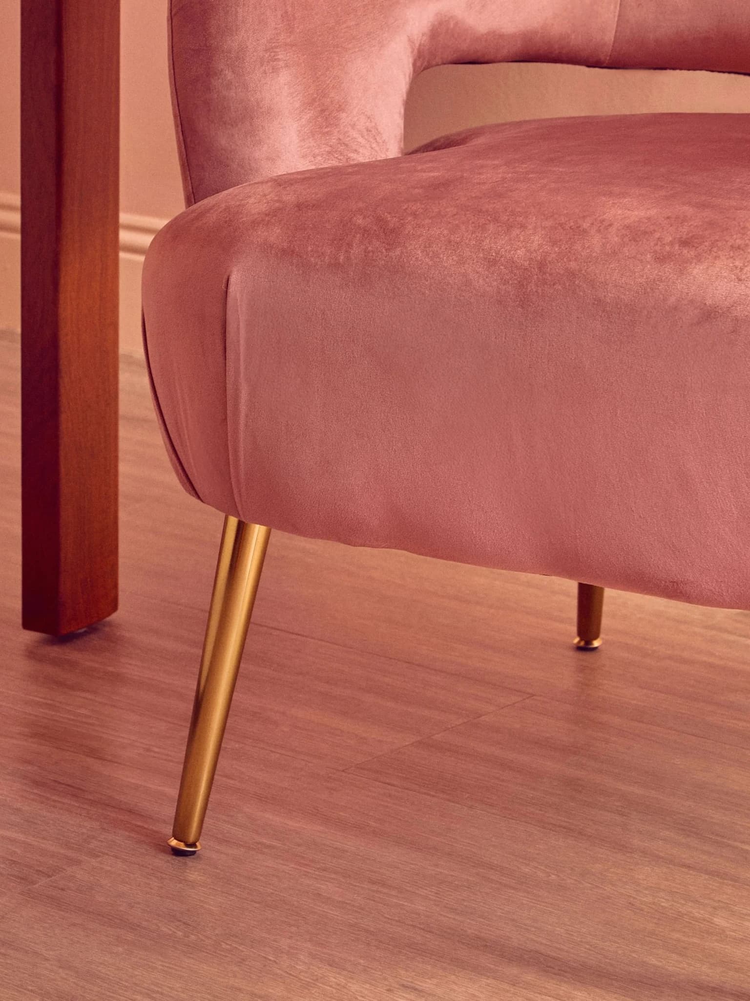 Larissa Pink Velvet Curved Accent Chair - Seating, photo 4 of 8
