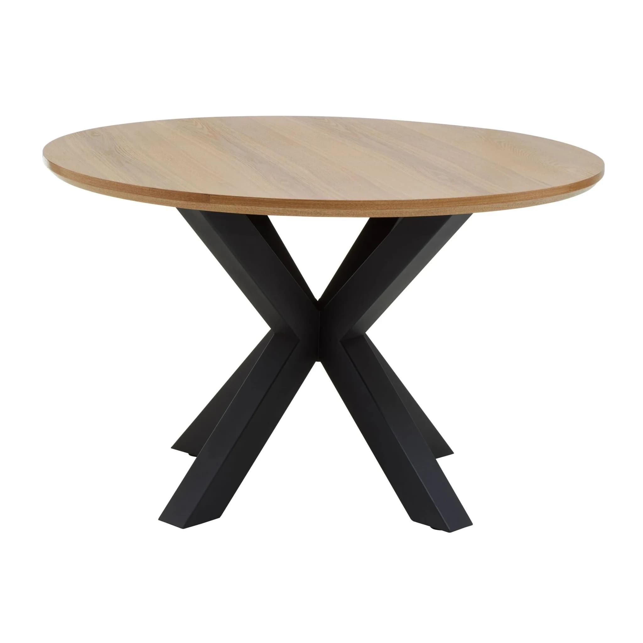 Salford Wood Veneer Round Dining Table With Black Metal Legs - Tables, photo 5 of 8