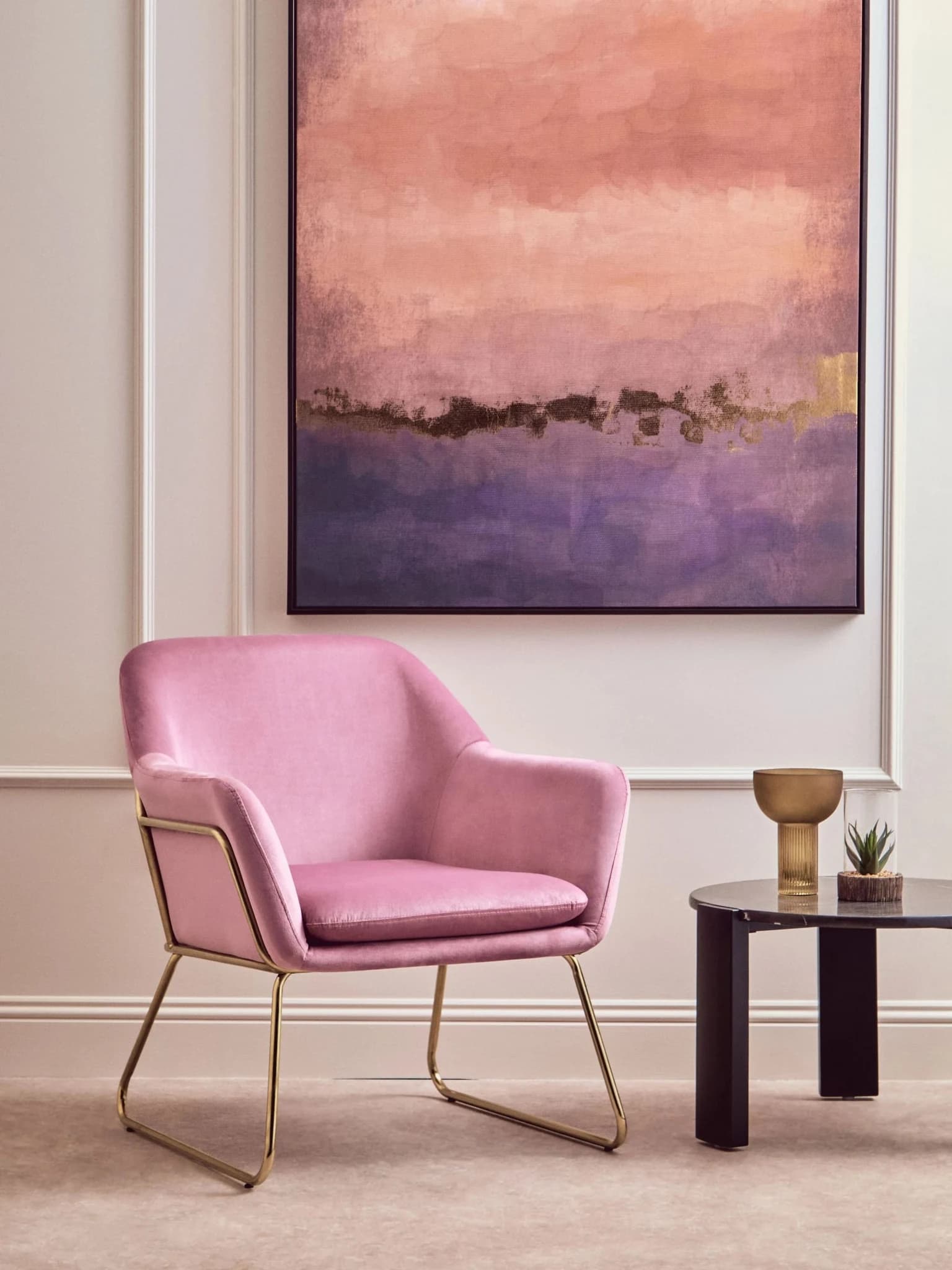 Xander Pink Velvet Modern Accent Chair - Seating, photo 5 of 8