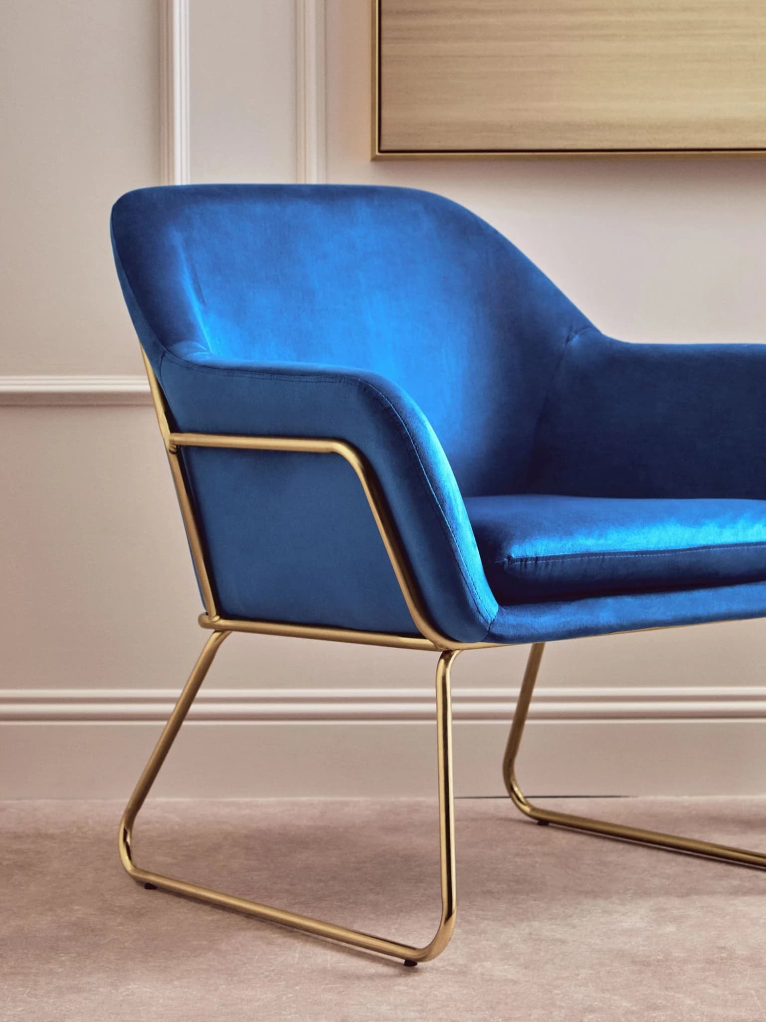 Xander Midnight Blue Velvet Modern Accent Chair - Seating, photo 5 of 8
