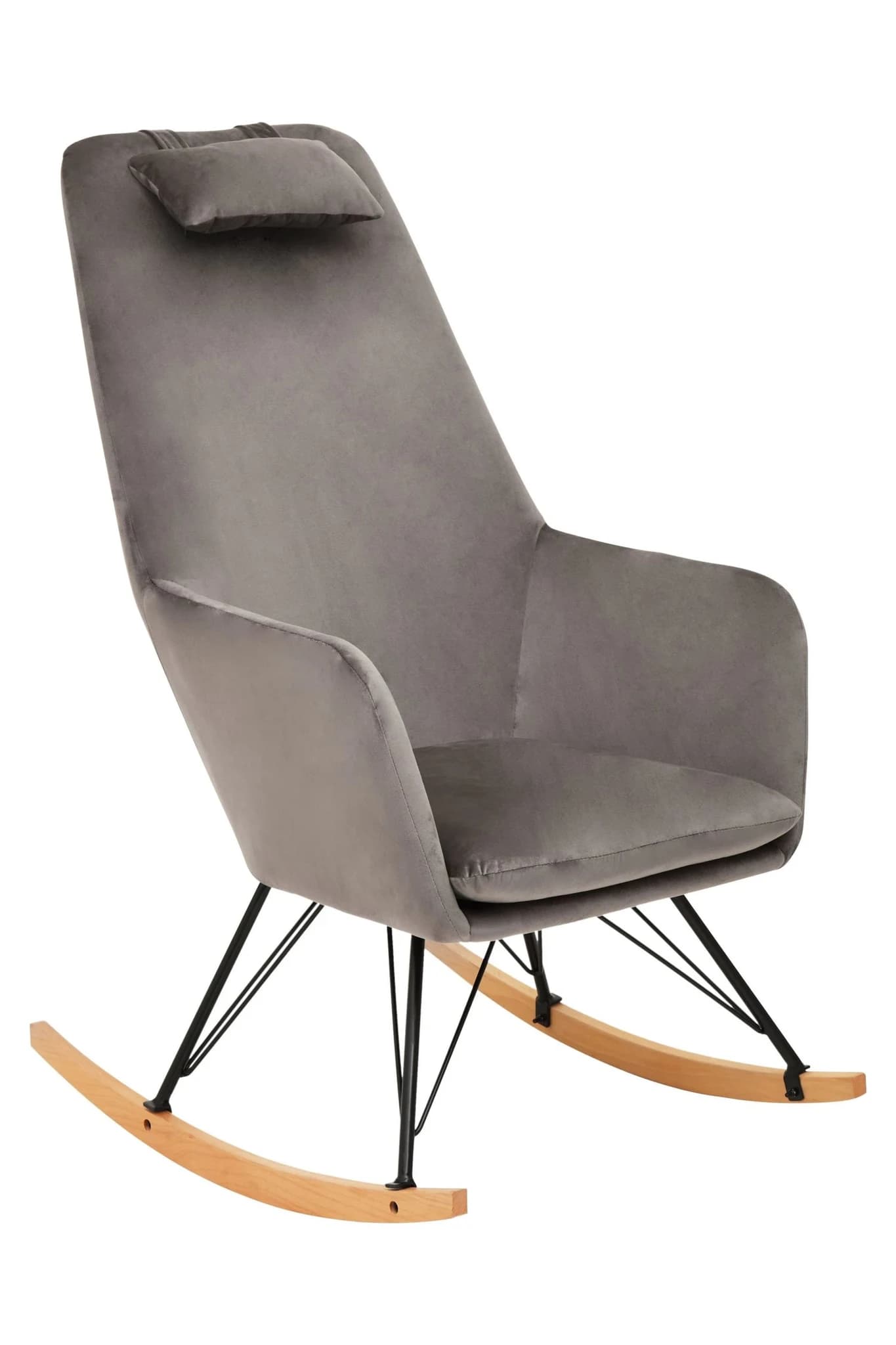 Stockholm Grey Velvet Rocking Chair - Seating, photo 7 of 8