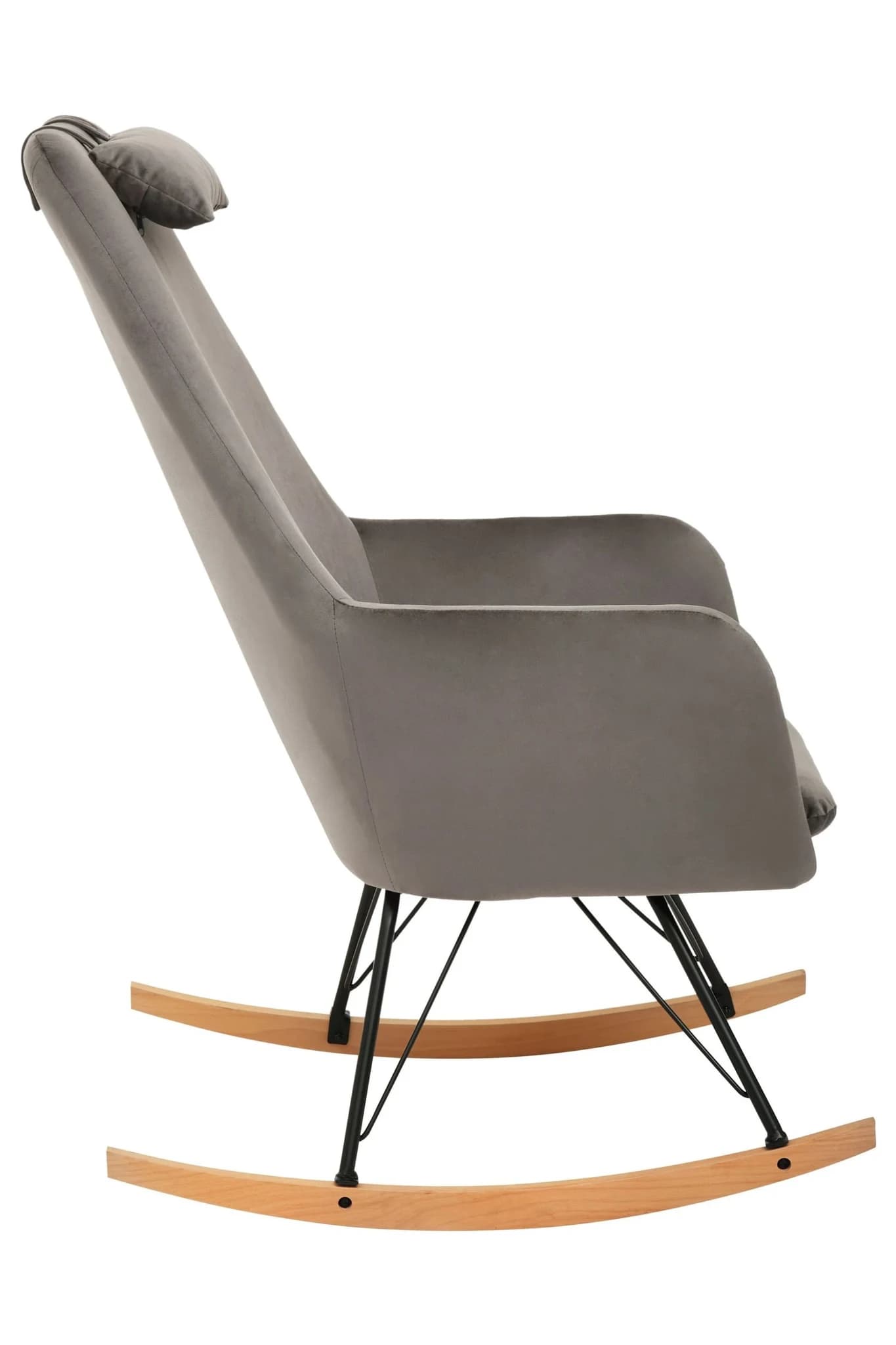 Stockholm Grey Velvet Rocking Chair - Seating, photo 6 of 8