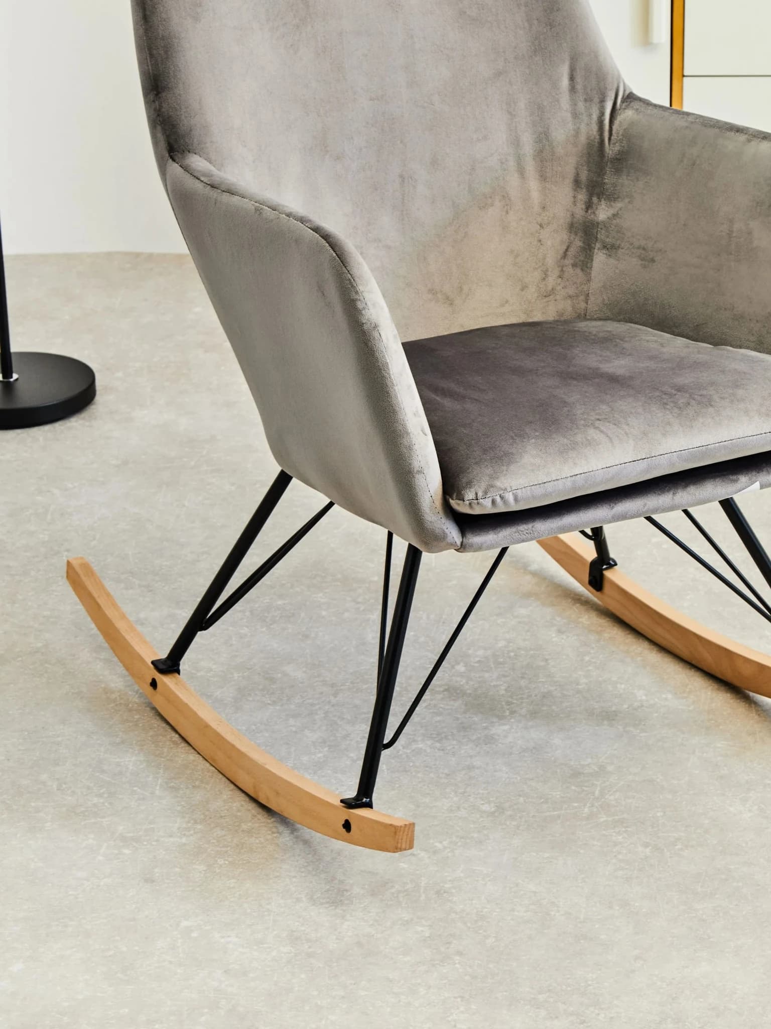 Stockholm Grey Velvet Rocking Chair - Seating, photo 2 of 8