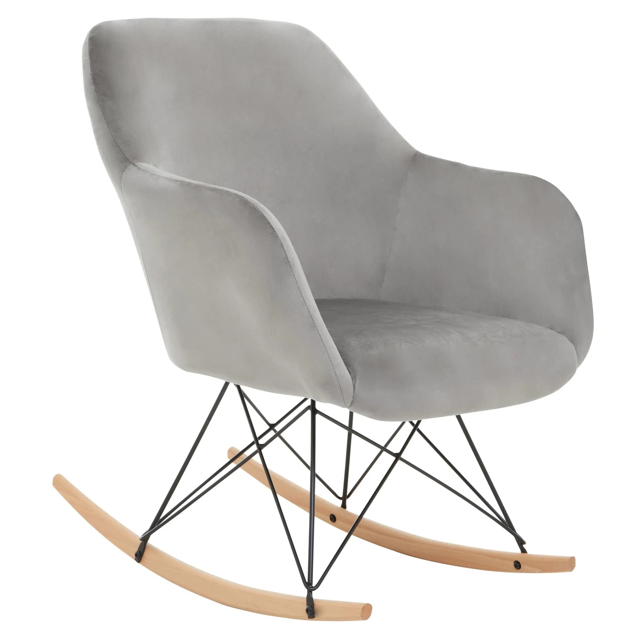 Stockholm Small Grey Velvet Rocking Chair - Seating, photo 7 of 8
