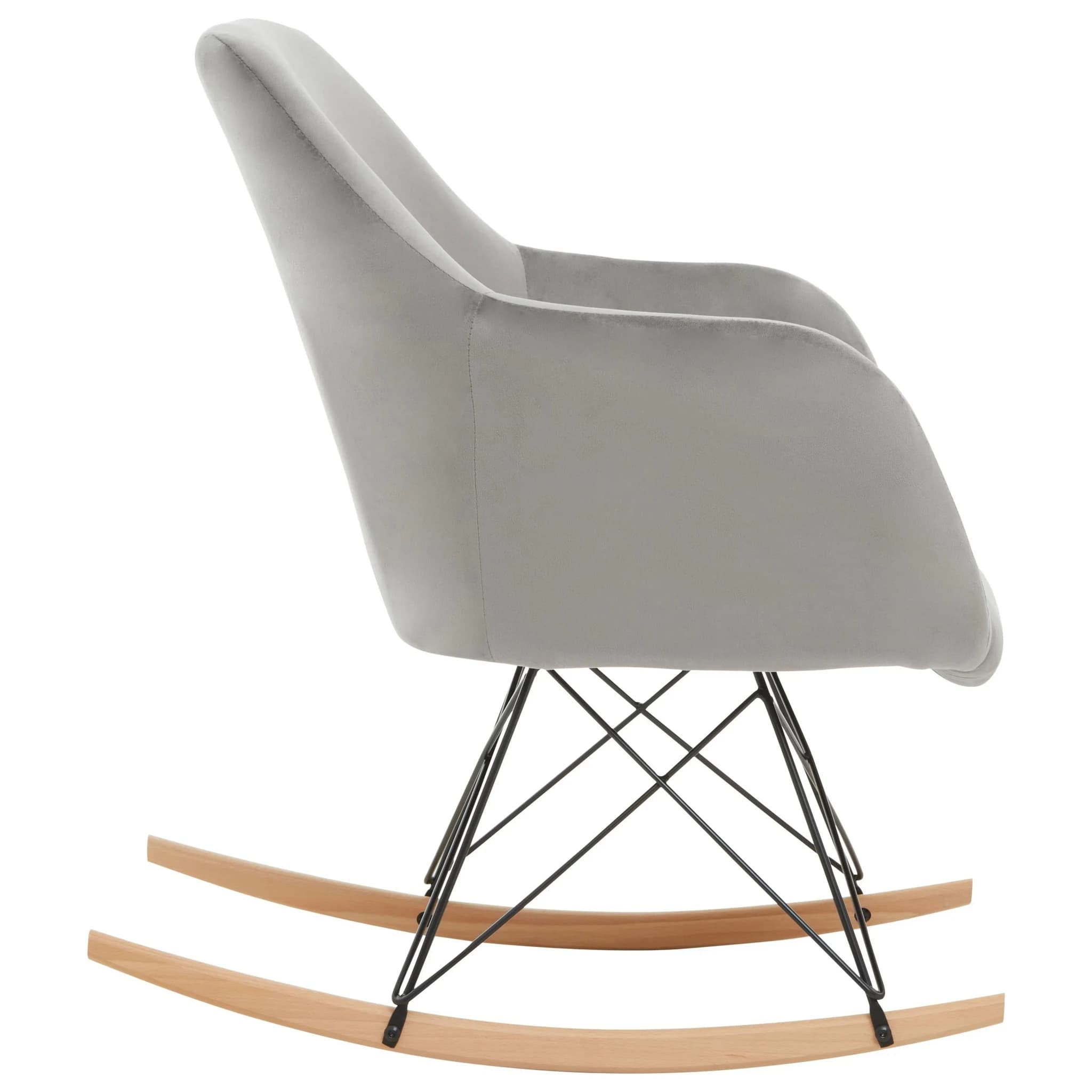 Stockholm Small Grey Velvet Rocking Chair - Seating, photo 6 of 8