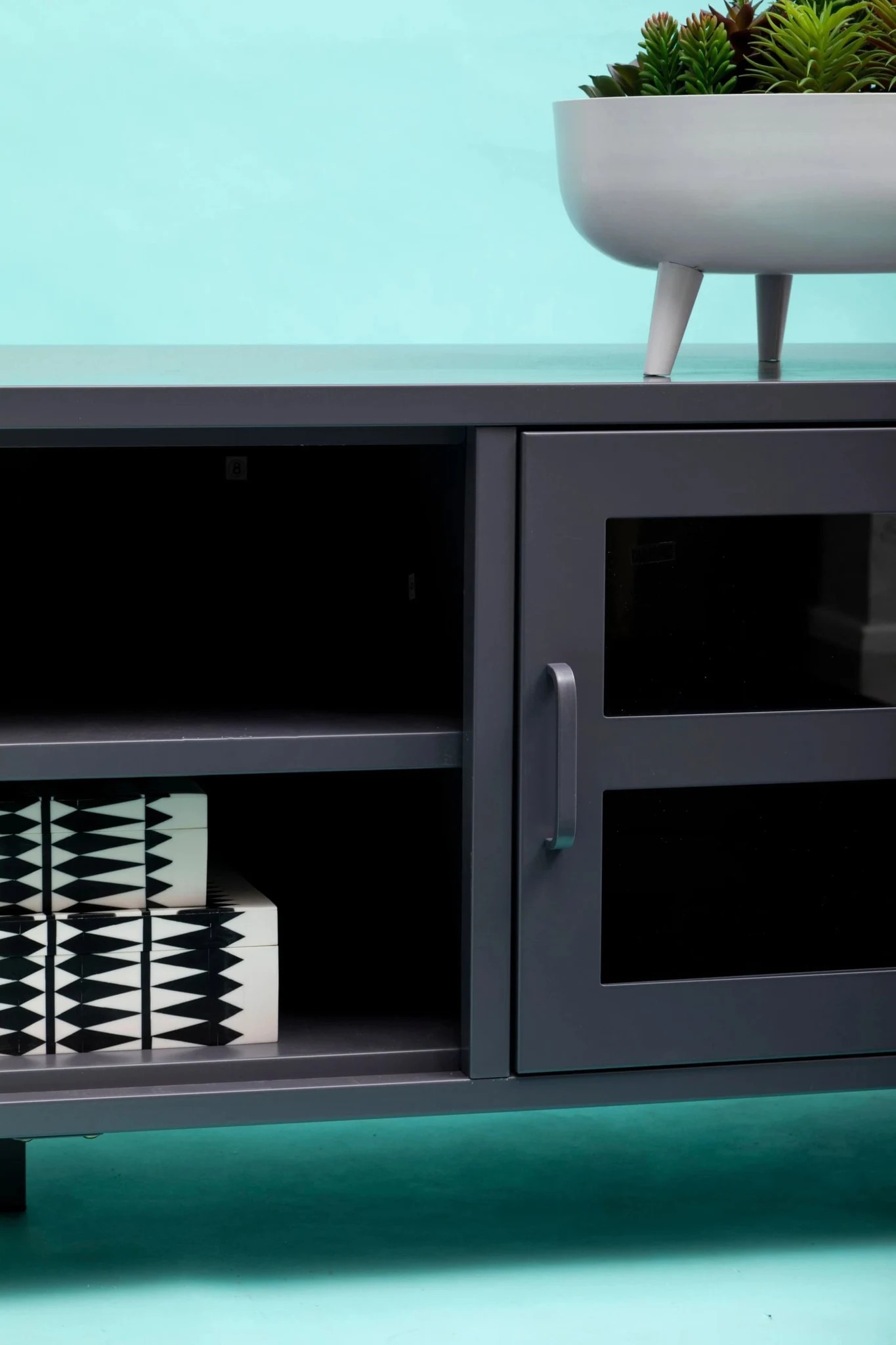 Acier Two Door Grey Metal Media Unit - Bookcases & shelving, photo 6 of 8