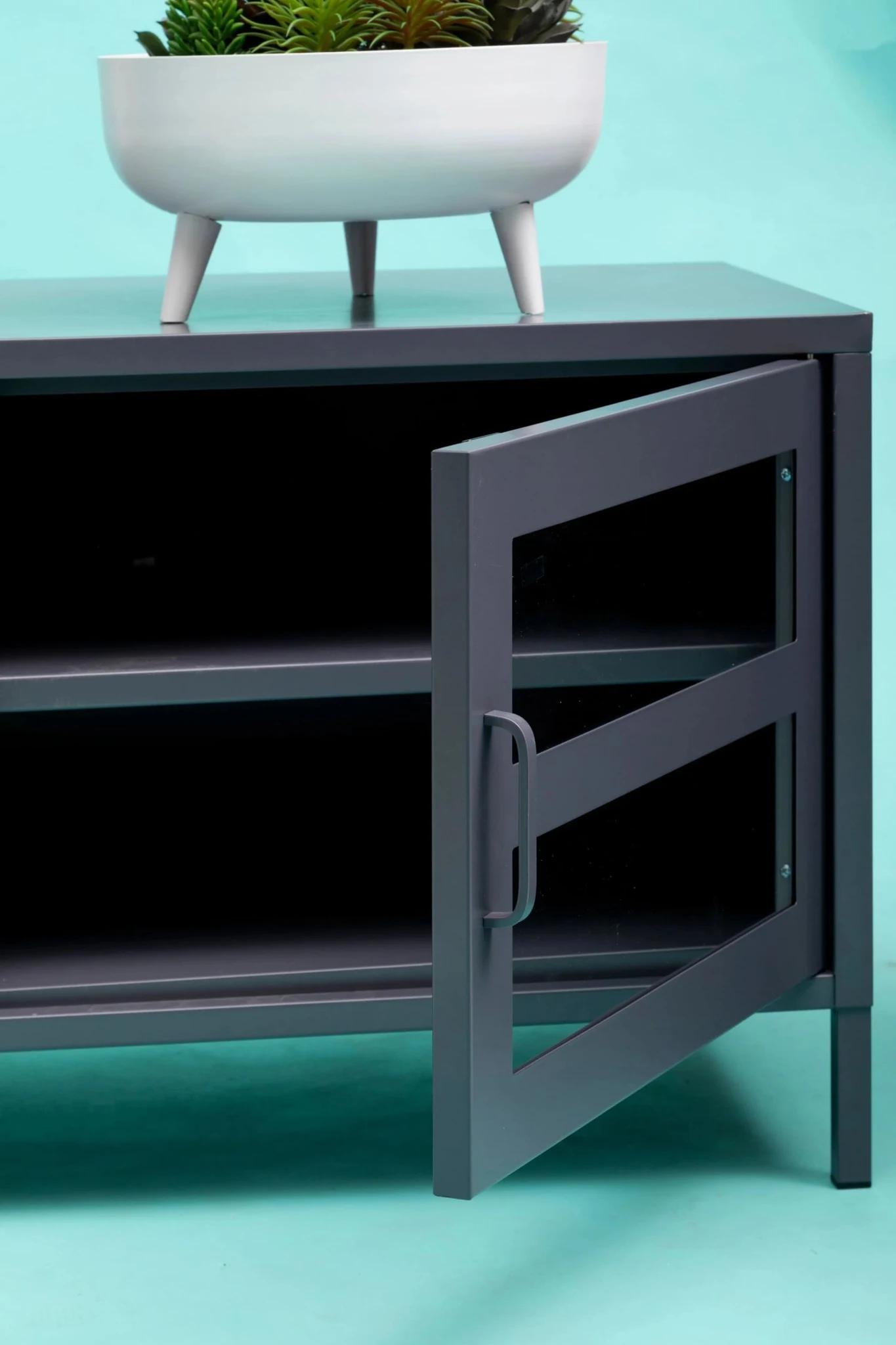 Acier Two Door Grey Metal Media Unit - Bookcases & shelving, photo 5 of 8