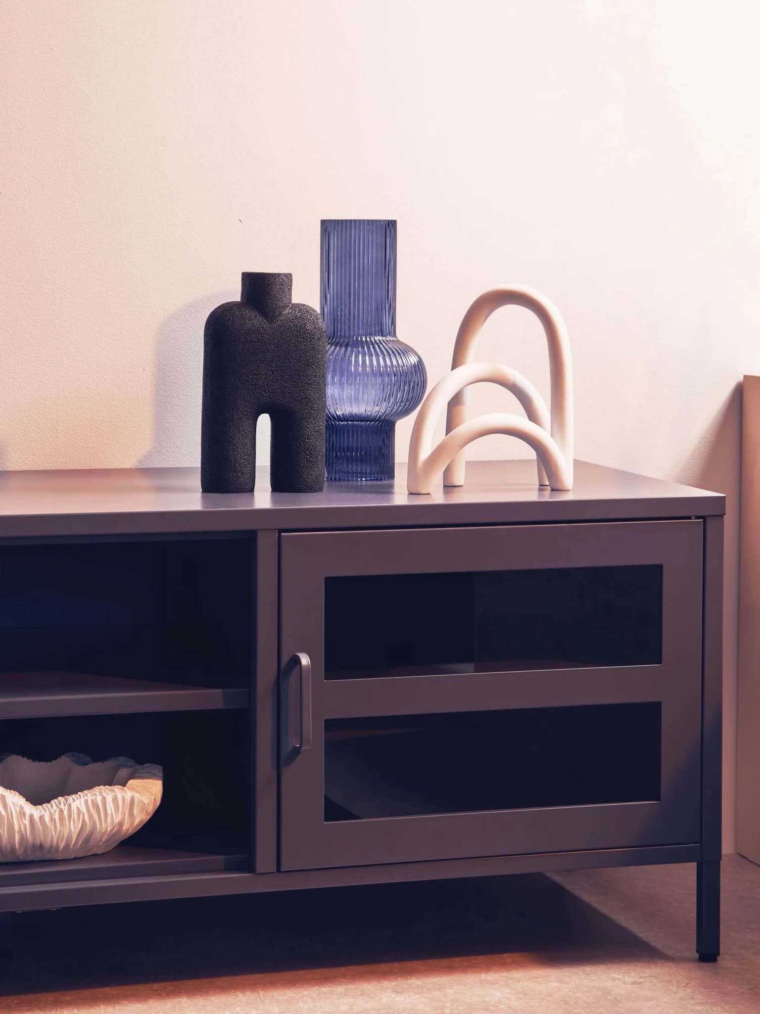 Acier Two Door Grey Metal Media Unit - Bookcases & shelving, photo 2 of 8